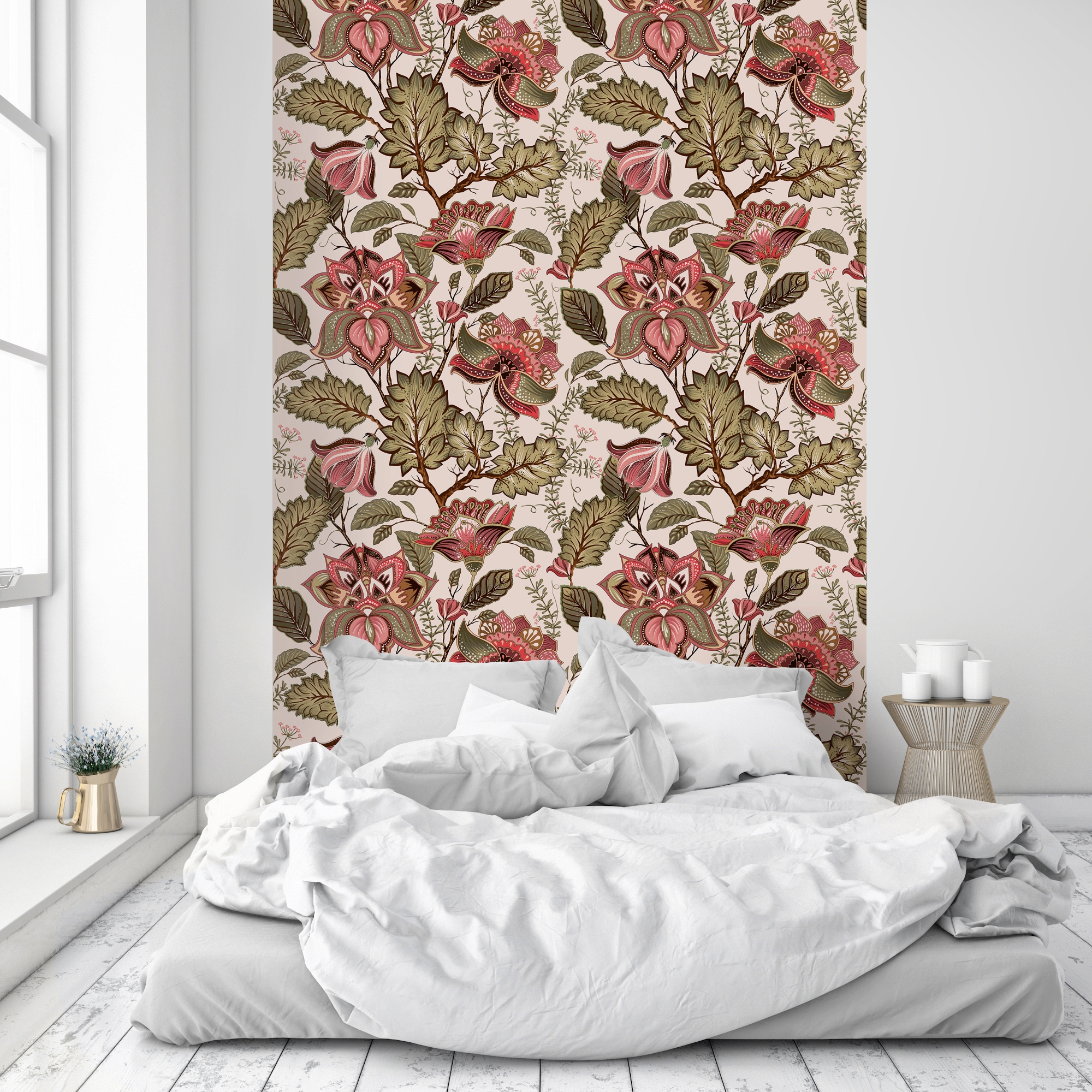 queence Vinyltapete »Maja« Motiv | bedruckt | botanisch | floral | gemustert | natürlich glatt 90x250cm, selbstklebend, kinderleichte Anbringung, , Sticker