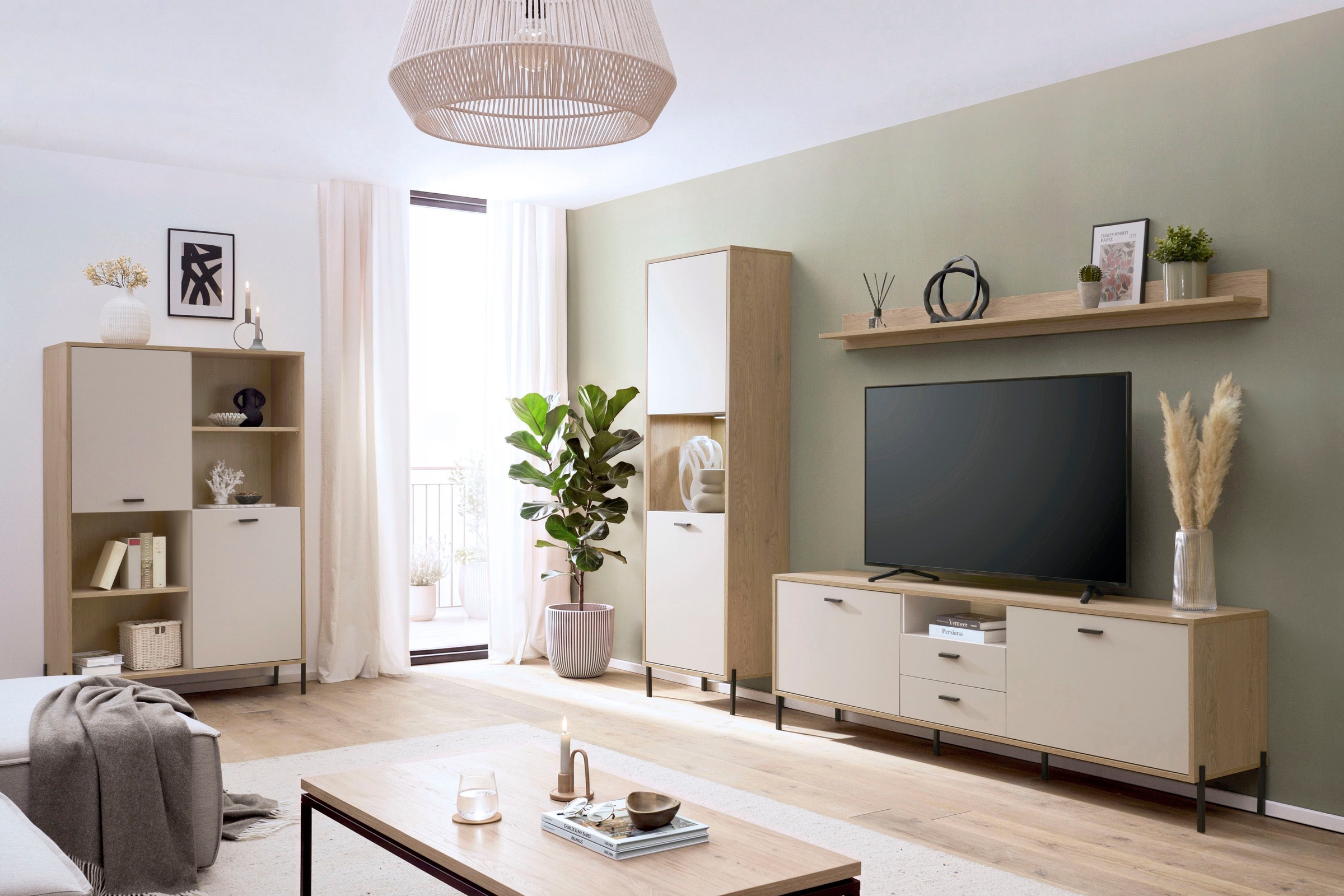 Home affaire Wandboard »Fredericia, modernes Wandregal, Wandhalter mit Ablagefläche« vielseitig einsetzbares Hängeregal, Eiche Cremona Toro, 195 cm breit
