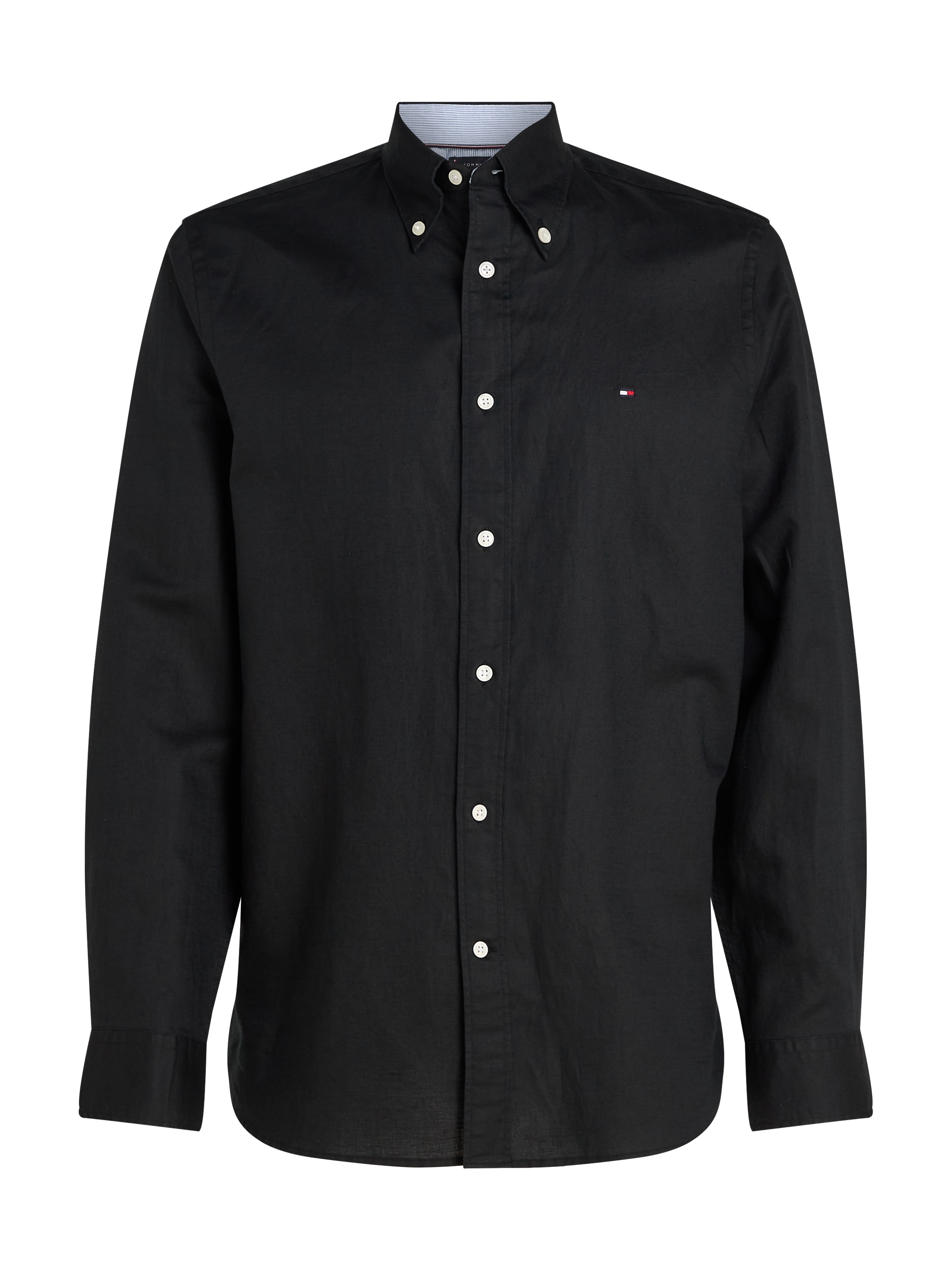 Tommy Hilfiger Langarmhemd »LINEN BLEND SOLID RF SHIRT«, mit Button-down-Kragen