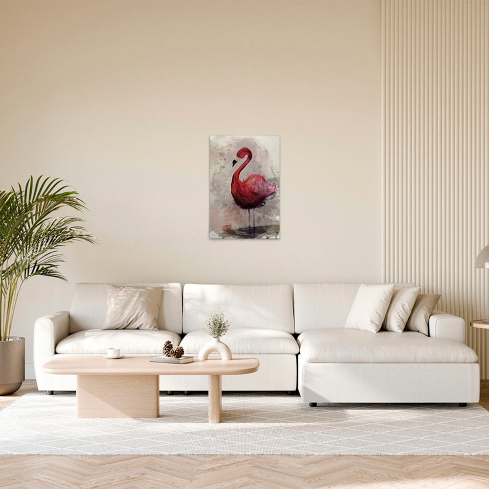 A.S. Création Leinwandbild »Flamingo - Wandbild Creme Beige Grau Keilrahmen günstig online kaufen