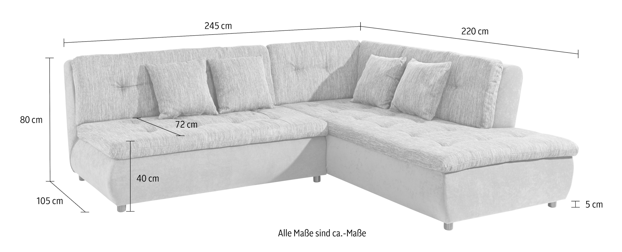 Trends by HG Ecksofa »Pool L-Form«, wahlweise mit Bettfunktion, frei im Raum stellbar