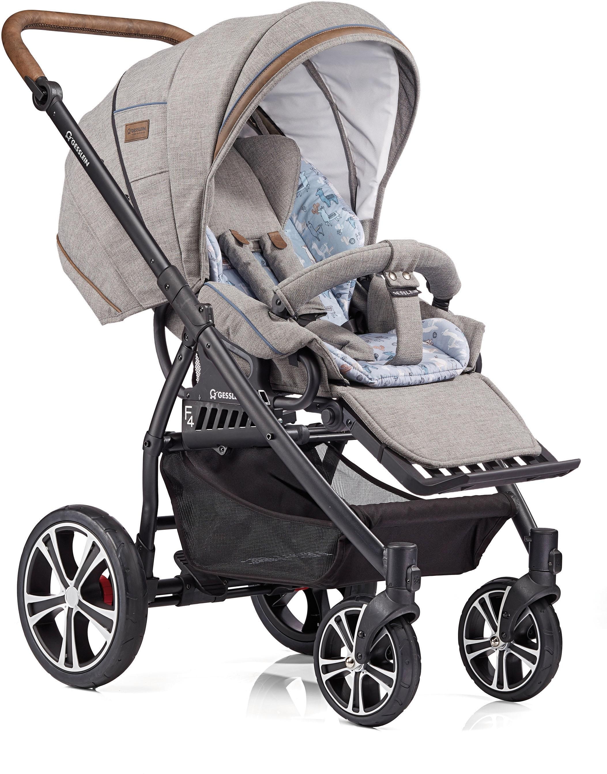 Gesslein Kombi-Kinderwagen »F4 Air+ mit Tragetasche C2 Compact, Stein meliert/Lama«, Design & Handarbeit aus Deutschland