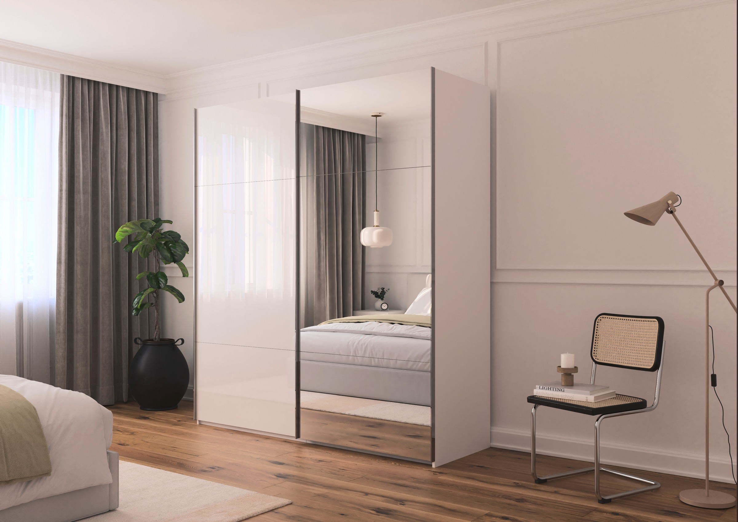 rauch Schwebetürenschrank »Kleiderschrank Schrank Garderobe Schlafzimmerschrank CONTIDO«, (in 3 verschiedenen Ausstattungen BASIC/CLASSIC/PREMIUM), aus hochwertigem Material in 6 Breiten 2 Griff-Farben MADE IN GERMANY