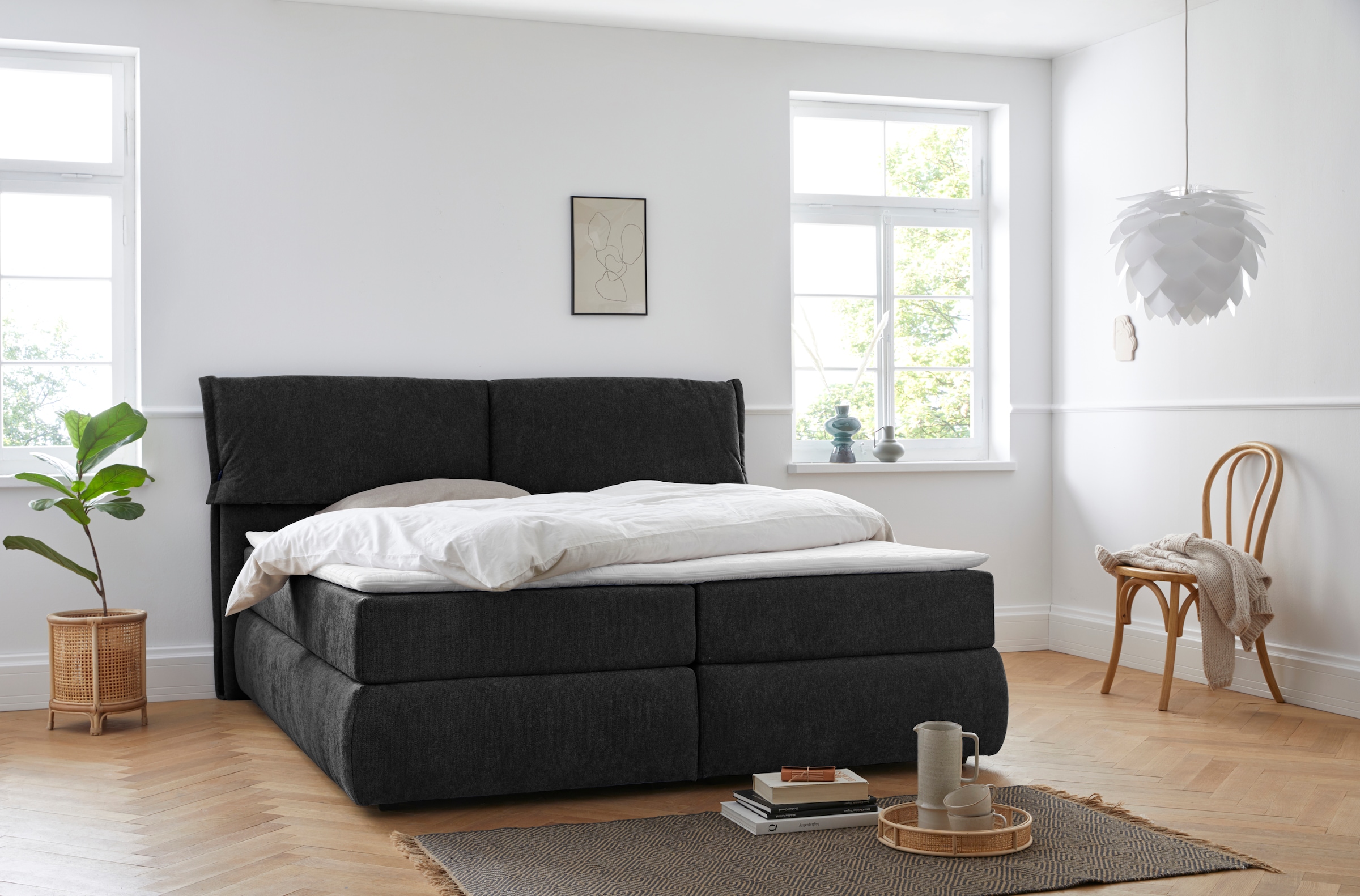 andas Boxspringbett "Jenson", in 4 Farben, 4 Breiten, 3 Matratzenarten in 2 günstig online kaufen