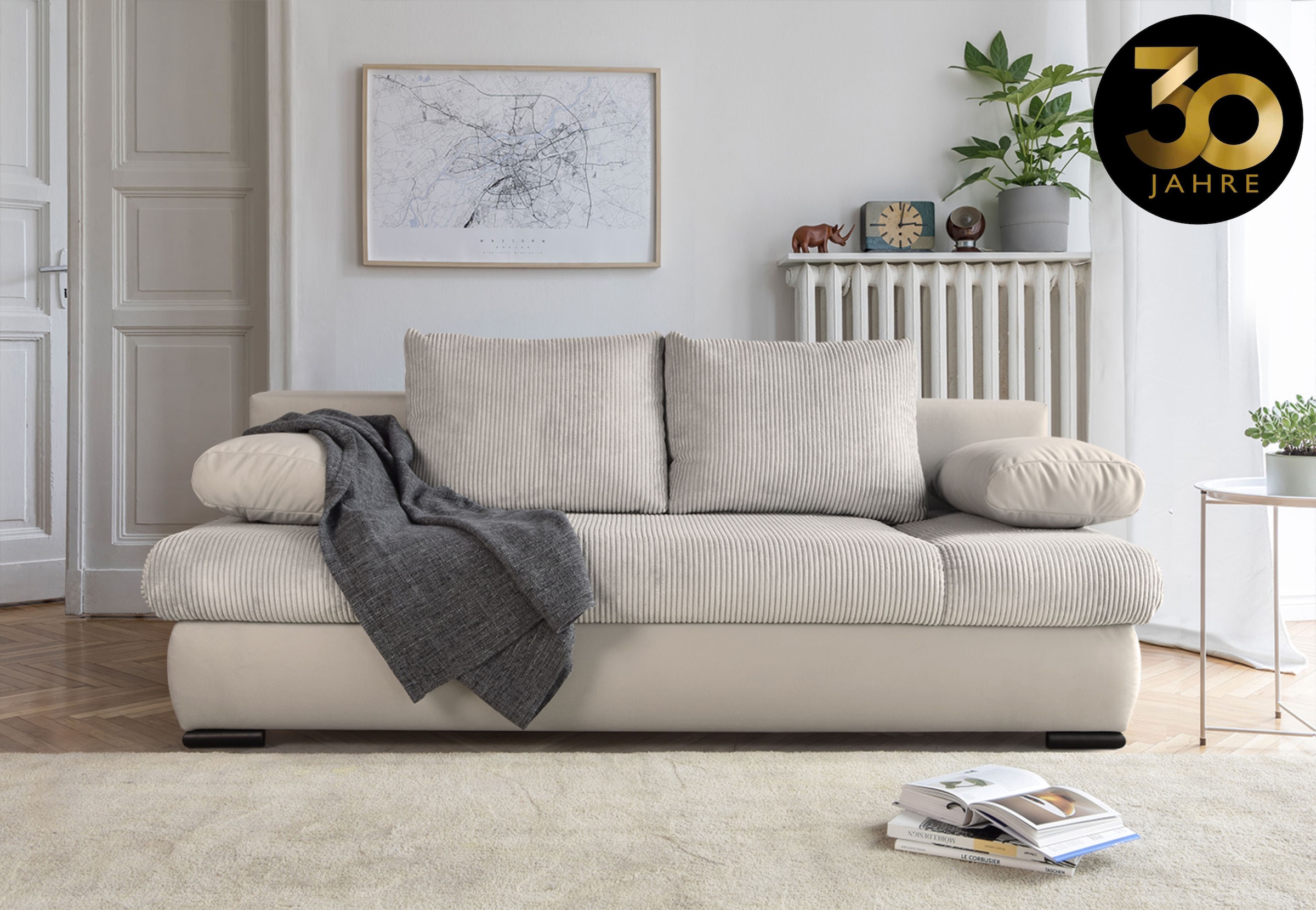 COLLECTION AB Schlafsofa »Chicago«, mit Bettfunktion und Bettkasten, im Cord-Samt Mix