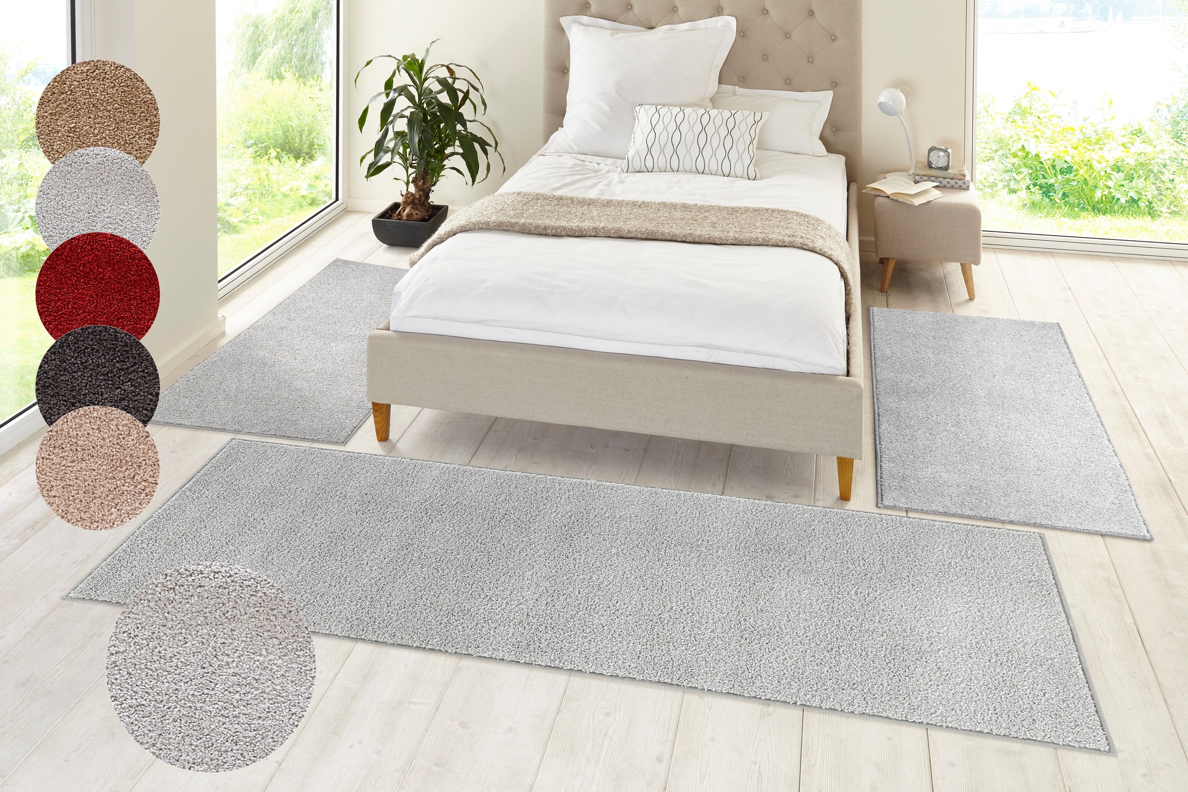 HANSE Home Bettumrandung »Pure 100« Höhe 13 mm 3 Stk. tlg. Kurzflor, Unifar günstig online kaufen