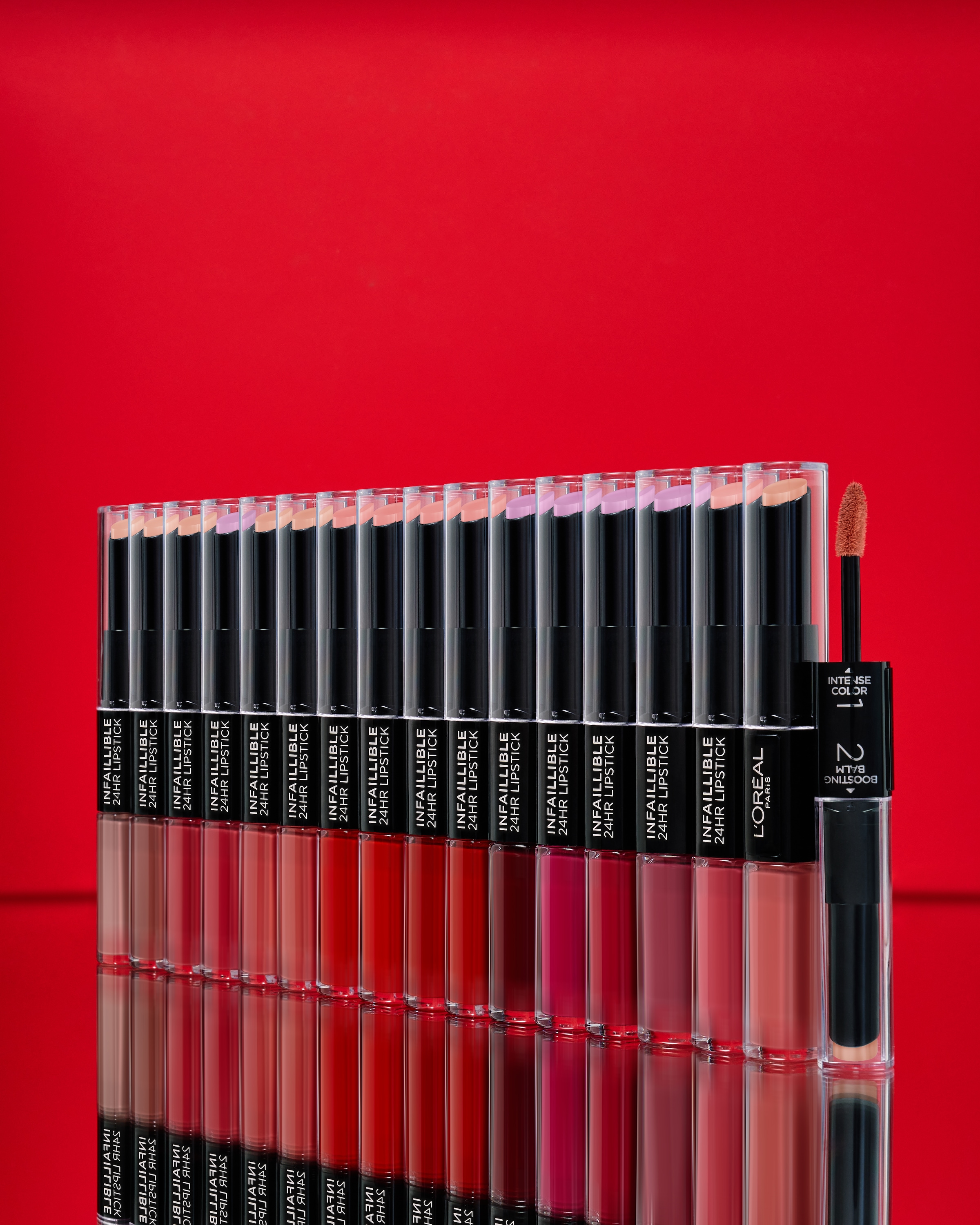 L'ORÉAL PARIS Lippenstift »INFAILLIBLE 2-STEP LIP STICK« mit pflegendem Material, für geschmeidige Lippen, 24h Halt