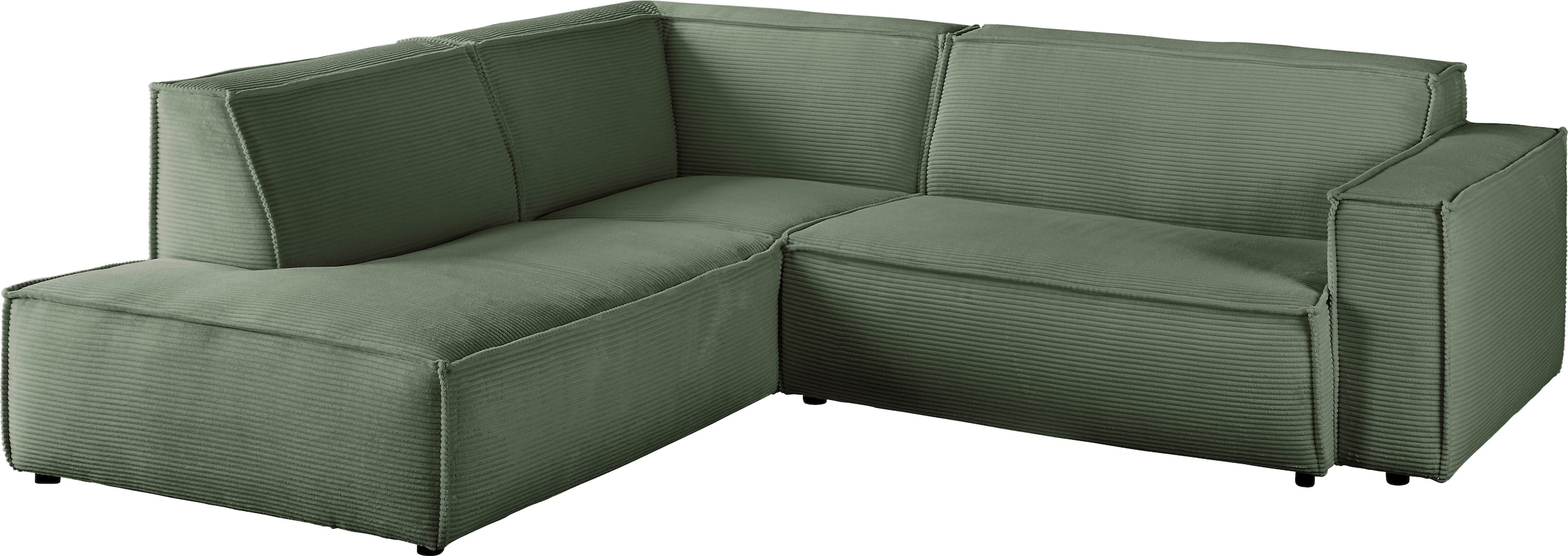 3C Candy Ecksofa »Matteo in elegant, kubischer Formensprache, bequem, L-Form«, mit auffälliger Kedernaht, Cord-Bezug, Lounge-Charakter, OTTOs Choice