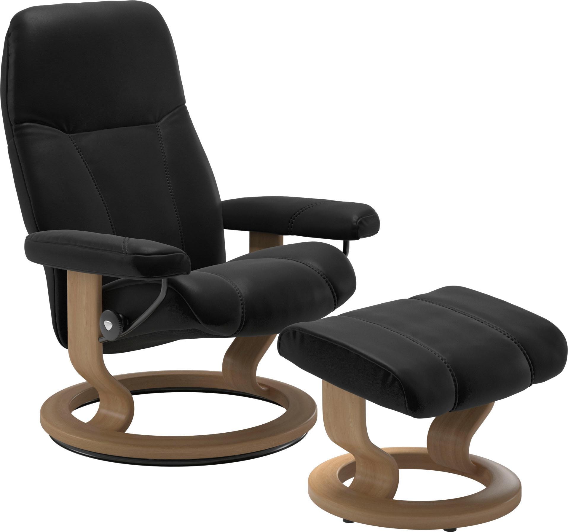 Stressless® Relaxsessel »Consul«, (Set, Relaxsessel mit Hocker), mit Hocker, mit Classic Base, Größe S, Gestell Eiche