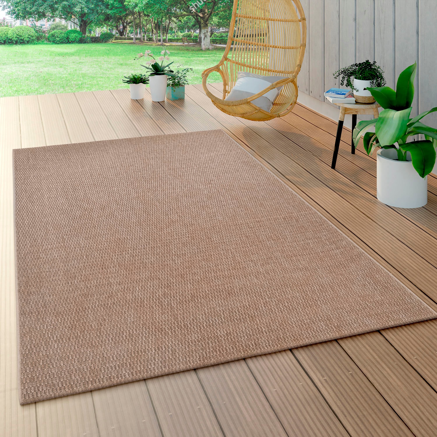 Paco Home Teppich »Waregem 624«, rechteckig, Flachgewebe, Uni Farben, In-  und Outdoor geeignet, Wohnzimmer bequem und schnell bestellen
