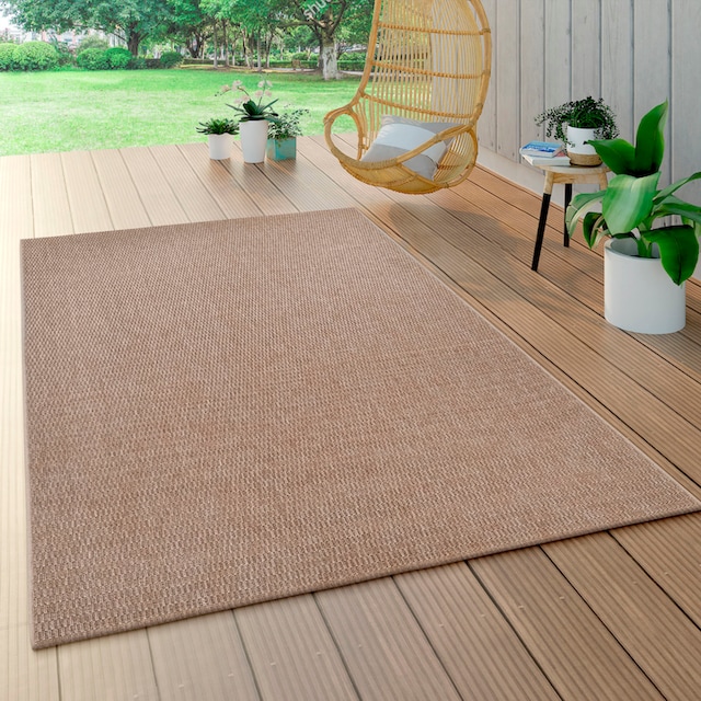 Paco Home Teppich »Waregem 624«, rechteckig, Flachgewebe, Uni Farben, In-  und Outdoor geeignet, Wohnzimmer bequem und schnell bestellen