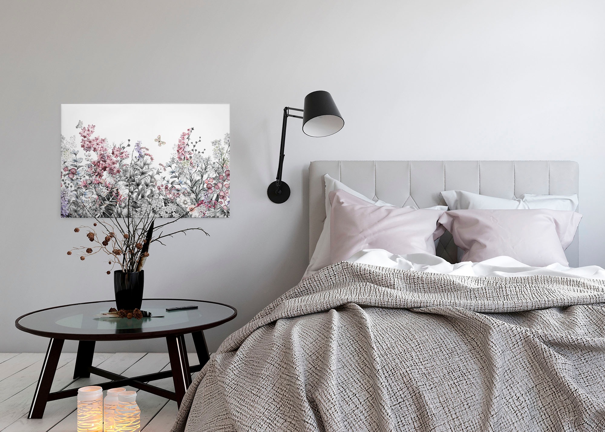 A.S. Création Leinwandbild »Flower Painting«, Kunst-Blumen-Kinder, (1 St.), Landhaus Keilrahmen Blumen Leinwand-Bild Wohnzimmer modern Wandbild
