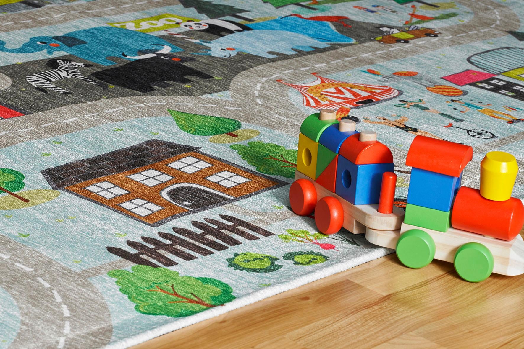 Obsession Kinderteppich »My Torino Kids 231«, rechteckig, 10 mm Höhe, Flachgewebe, Straßen-Spiel-Teppich, Kinderzimmer