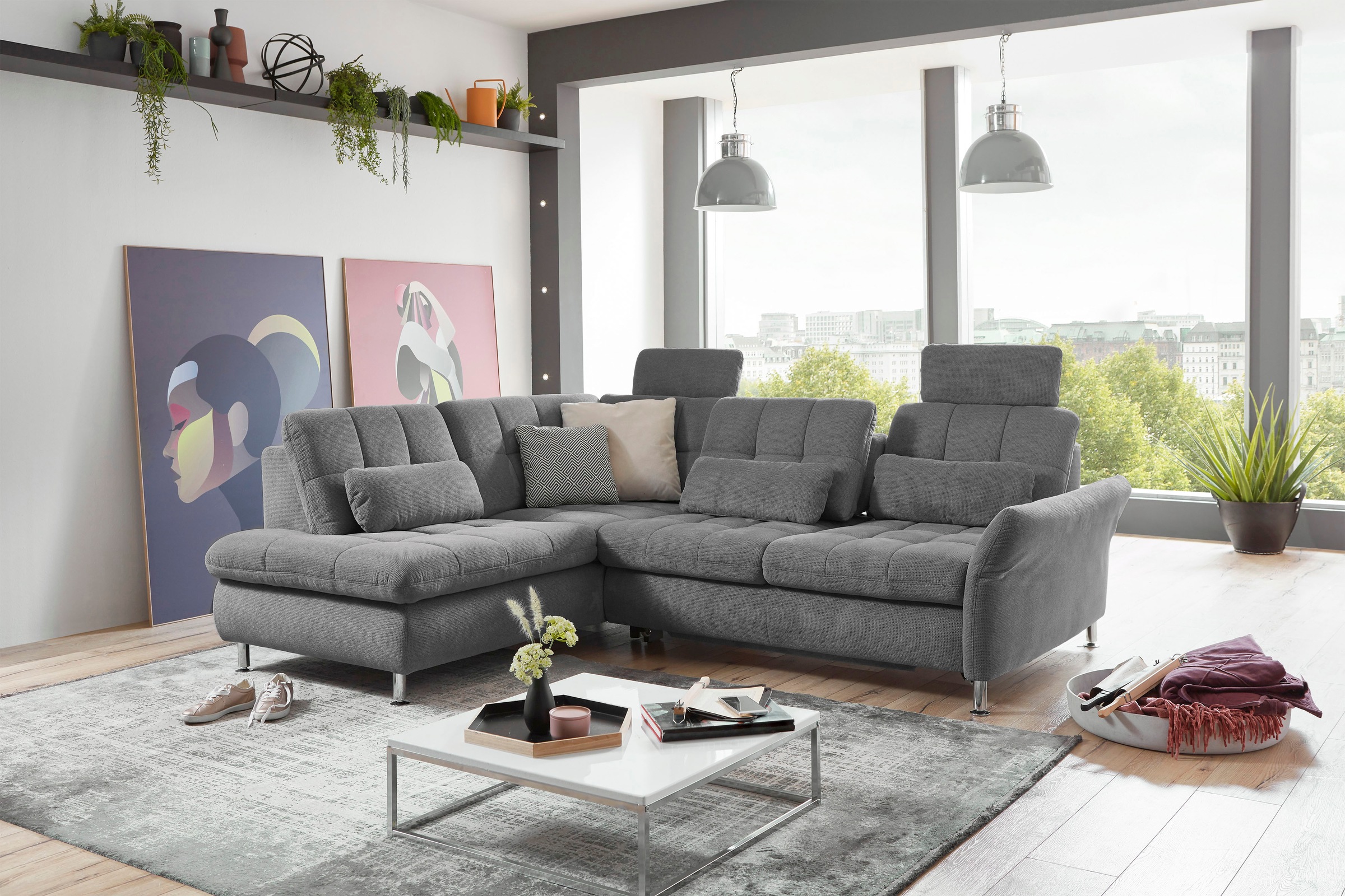 Die PlanBar Ecksofa »MP-IN20016 L-Form mit Kaltschaum-Polsterung«, wahlweise mit Kopfstützen und Bettfunktion, mit Kaltschaum-Polsterung