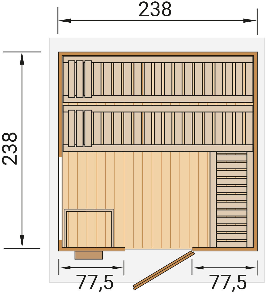 weka Saunahaus »Design-Saunahaus KUOPIO 2« Blockbohlen im wekaLine-Profil, bodentiefes Fensterelement