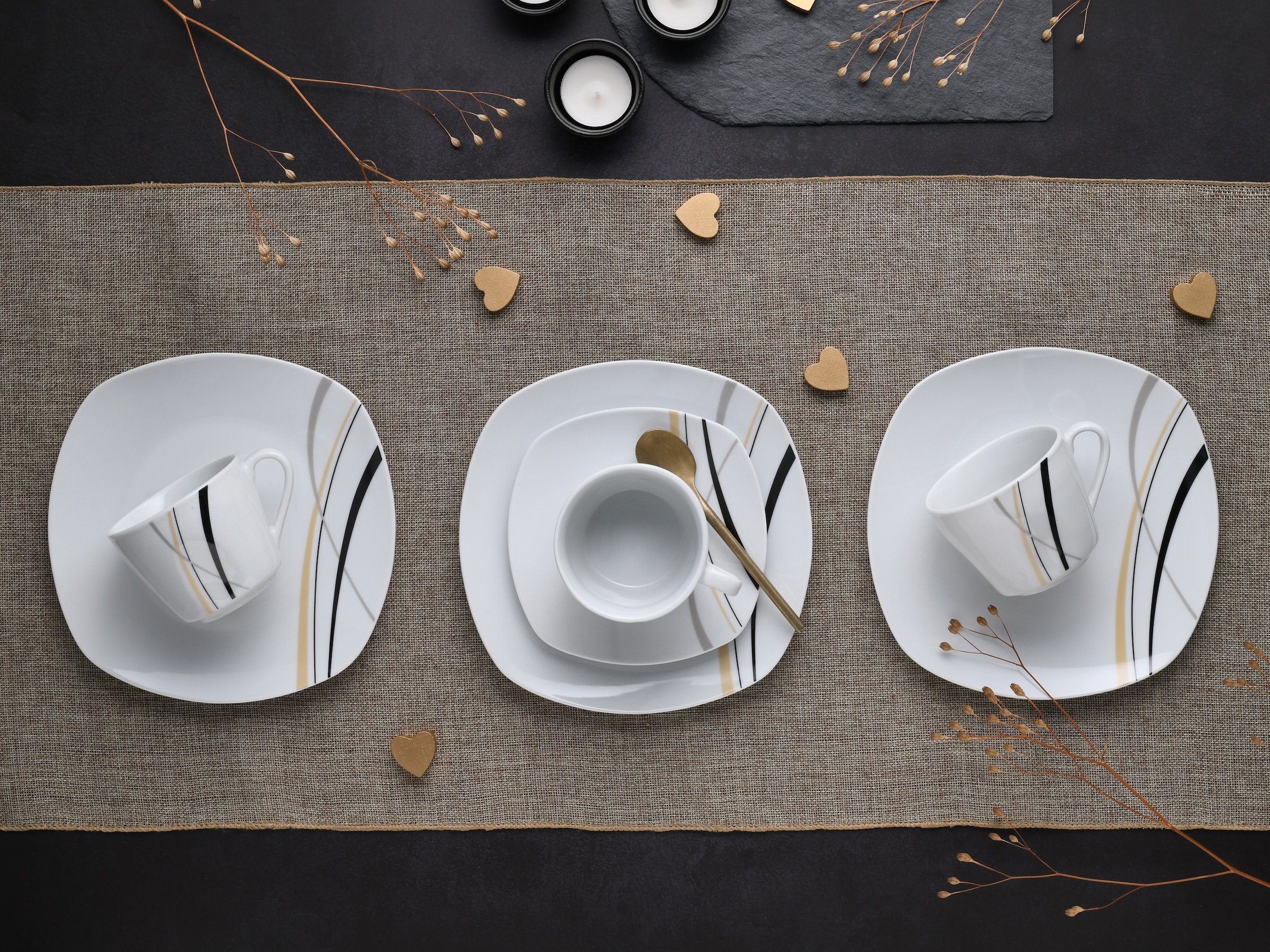 CreaTable Kaffeeservice »Square City Line, Kaffee-Service 18-tlg«, (Set, 18 tlg.), Moderner Urban Style