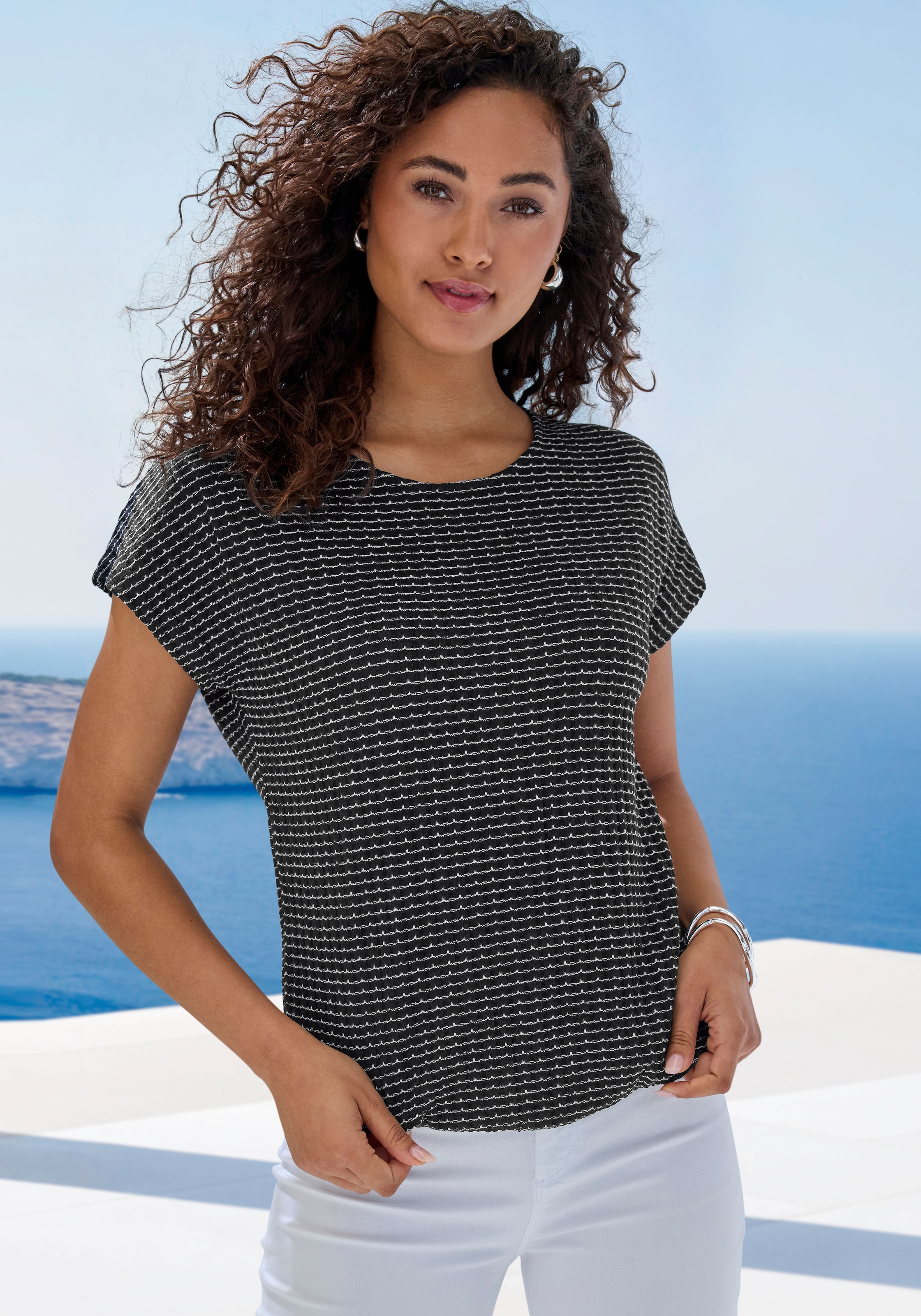 Vivance Kurzarmshirt »aus strukturierter Strickqualität« Set,  mit Gummizug im Bund