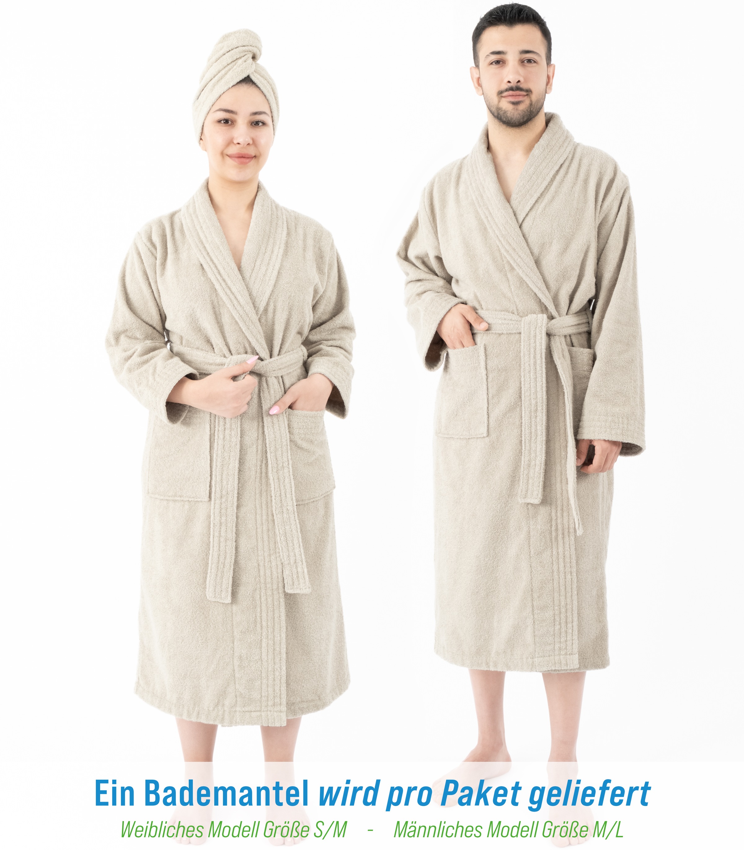 HAMMETEX Bademantel »Bademantel 100% Baumwolle Unisex, 400 GSM, Weich & Saugfähig«, (Packung), ideal für Sauna & Spa, Hotelbademantel, Morgenmantel