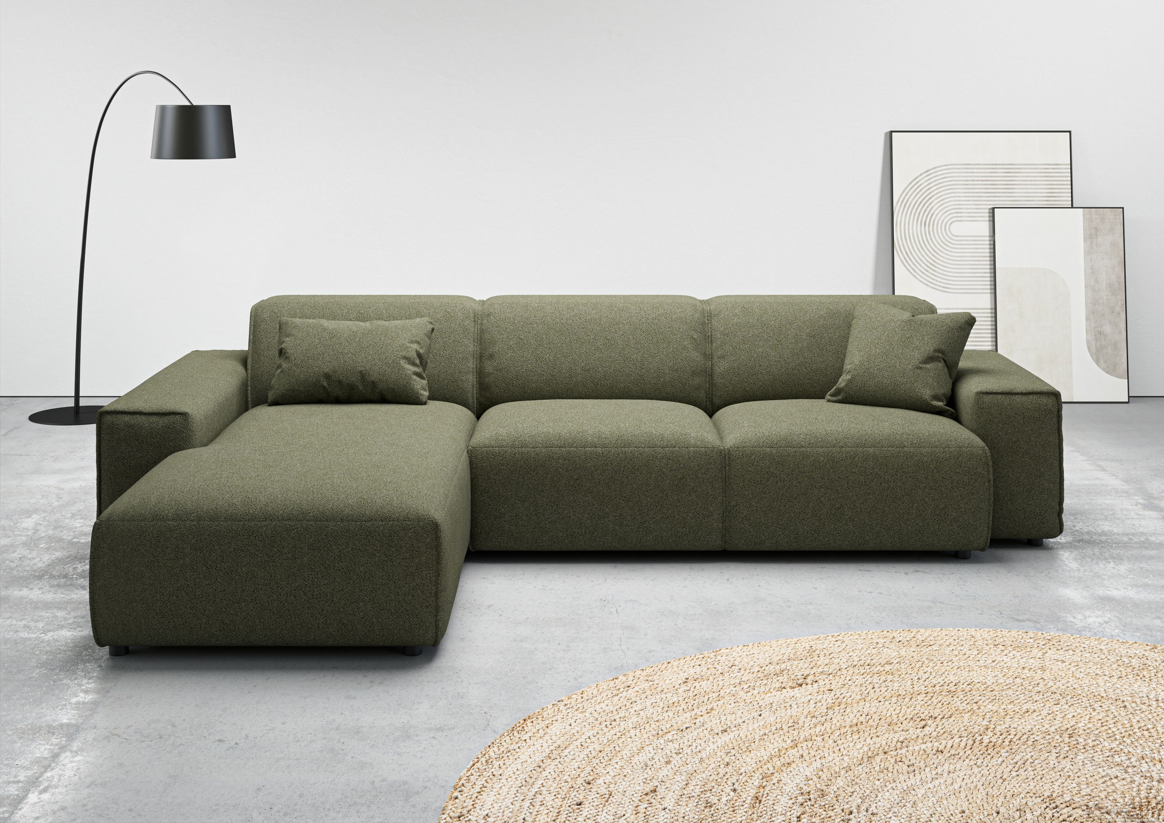 andas Ecksofa »Glimminge auch in Breitcord, Feincord, Bouclé + Easy care-Bezug«, L-Form, Breite 294, Zierkissen