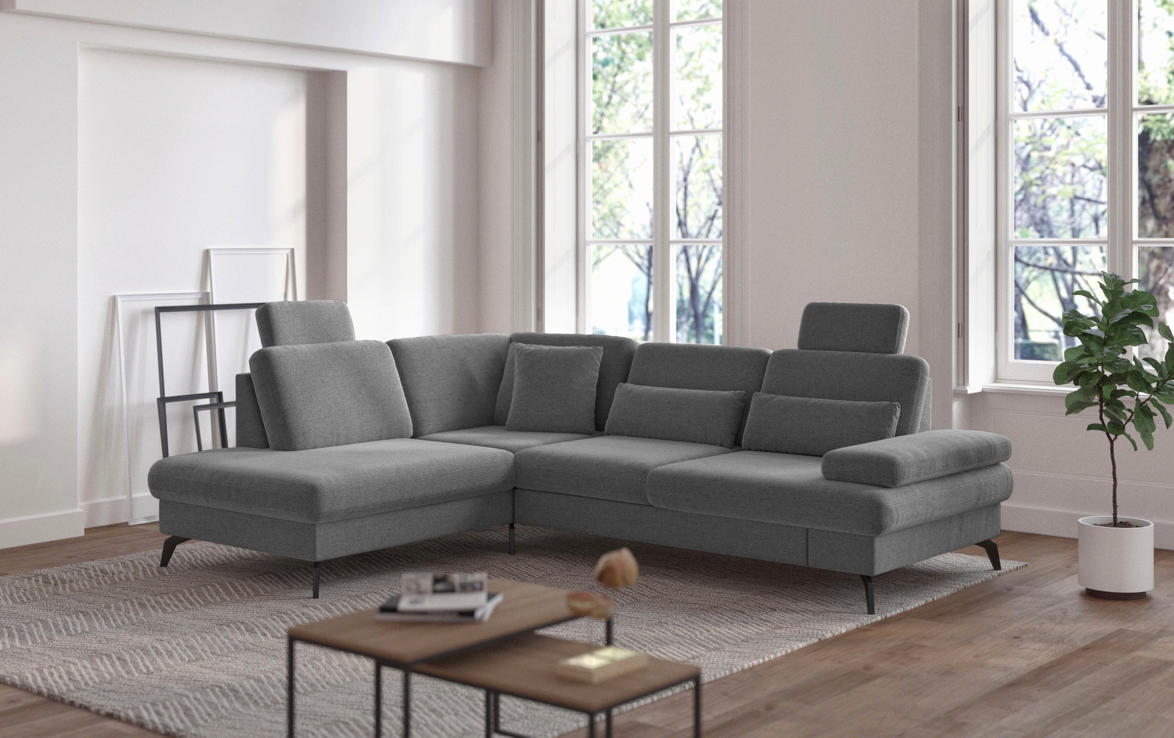 sit&more Ecksofa »Morris L-Form, inkl. Sitztiefenverstellung«, wahlweise mit Armteilverstellung, Bettfunktion & Bettkasten