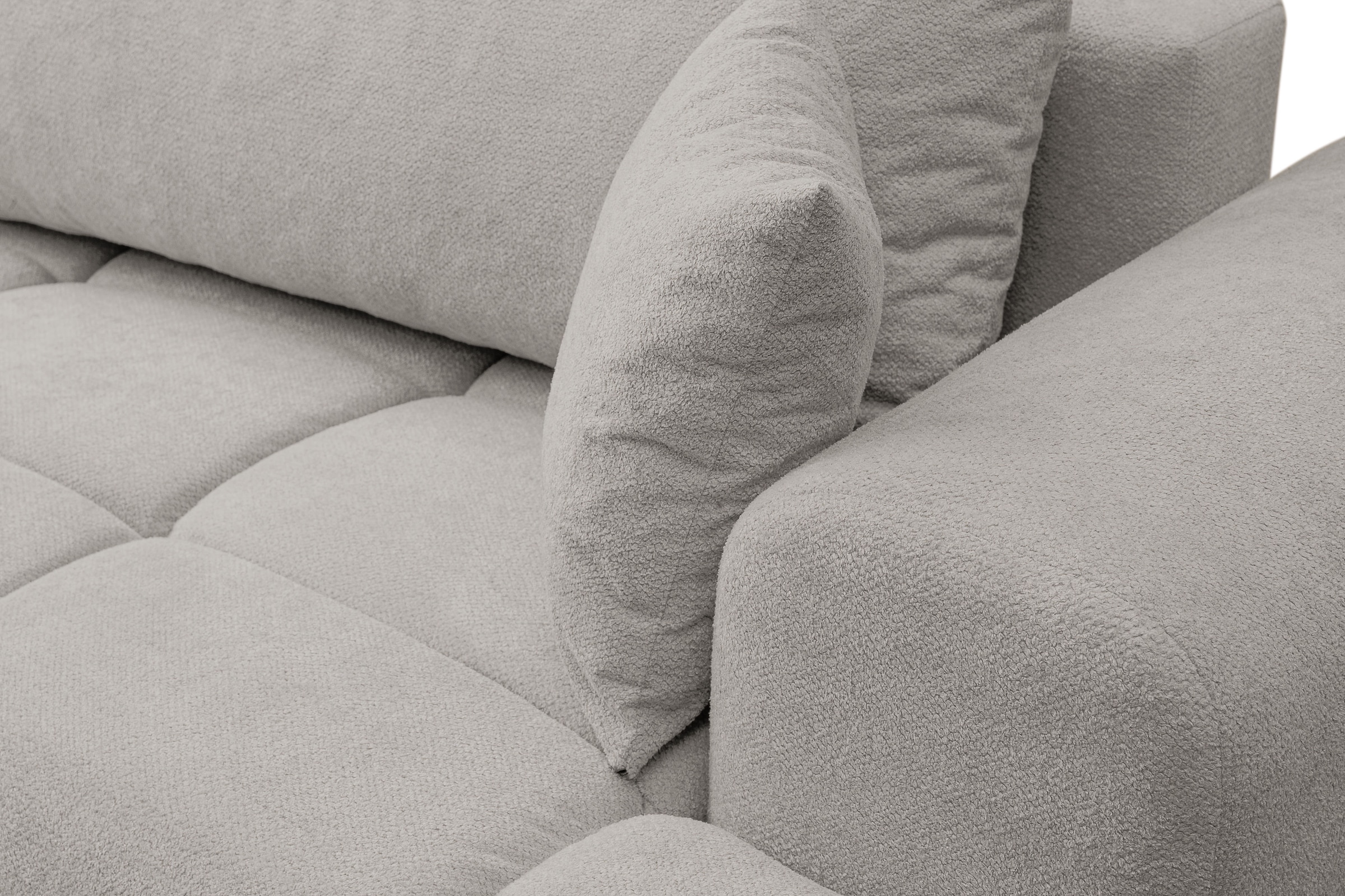 WERK2 Ecksofa »Ewela-Bubble mit Bett & Bettkasten, bequem, Breite 265cm« Bouclé, L-Form, Schlaffunktion, Bettkasten