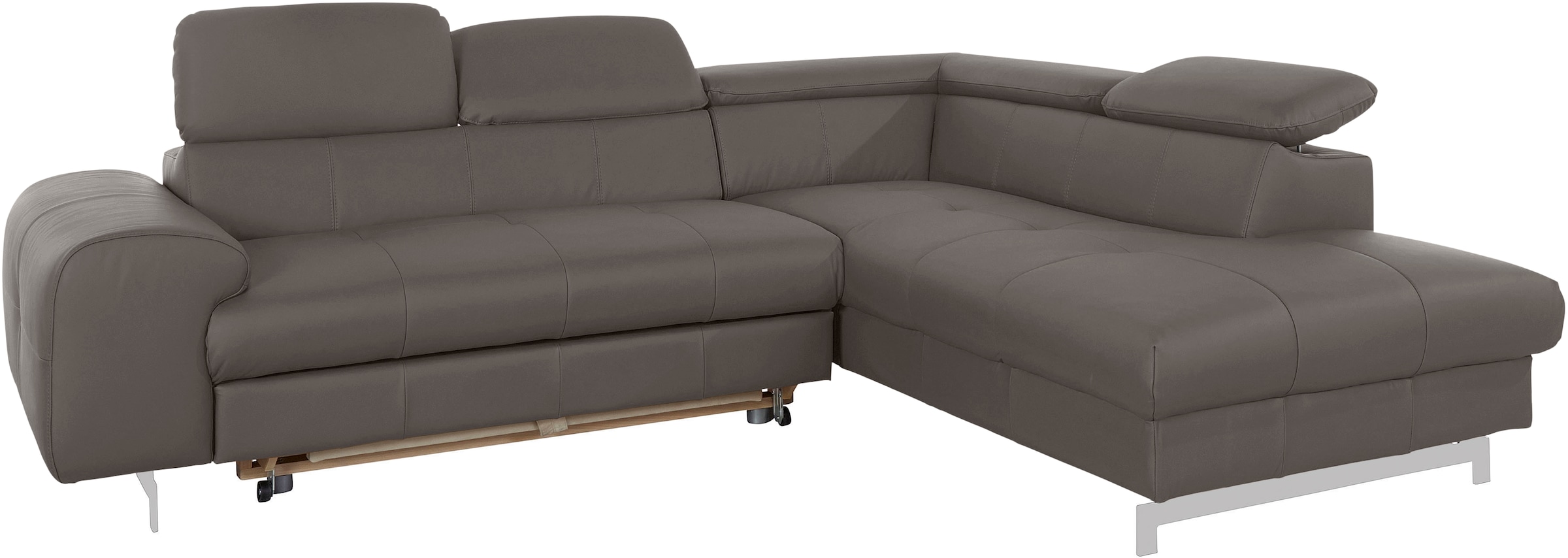 COTTA Ecksofa »Chef L-Form«, mit Kopfteilverstellung, edle Metallkufen, wahlweise mit Bettfunktion