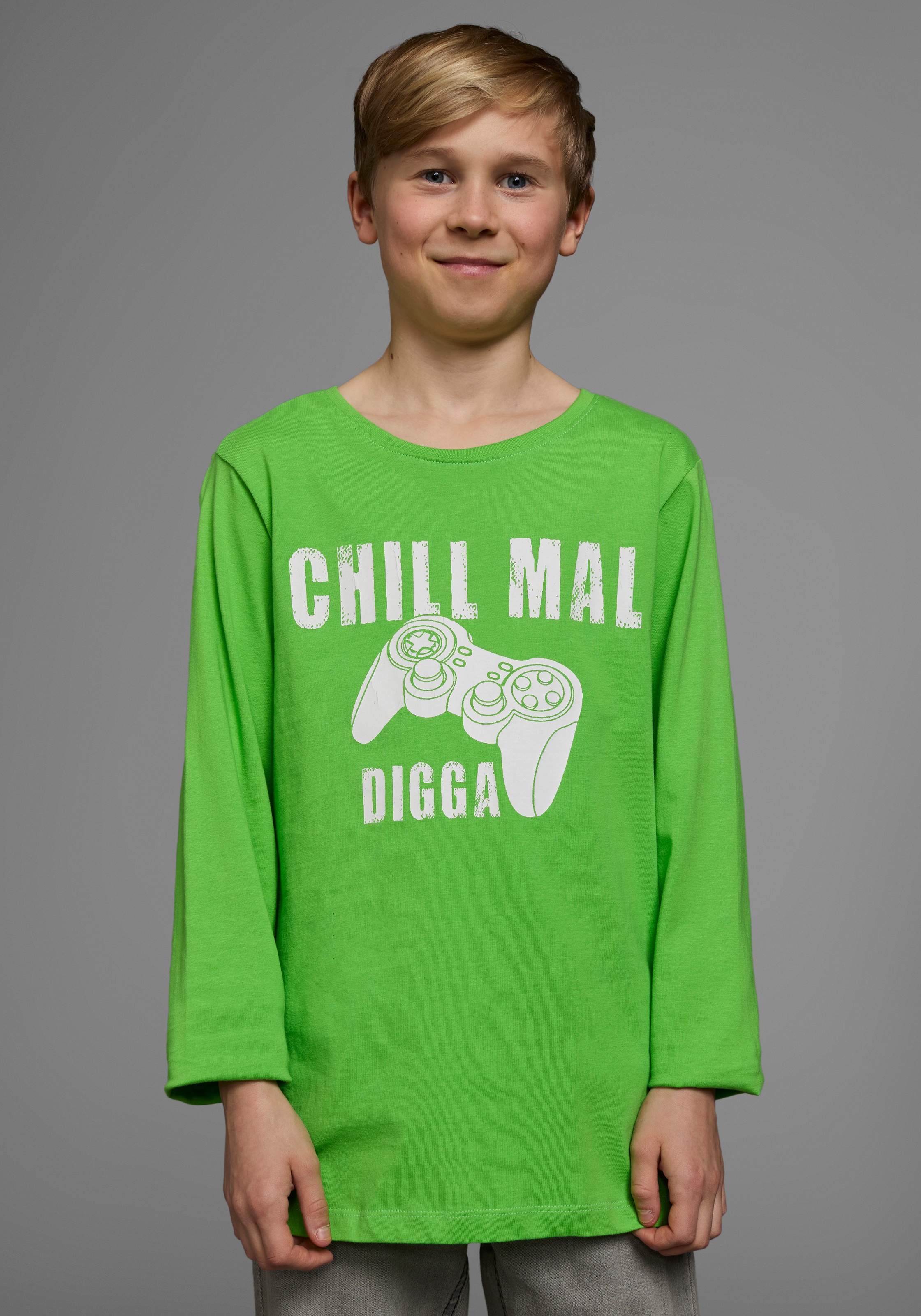 KIDSWORLD Langarmshirt »CHILL MAL DIGGA«, Langarm, Basic-Passform, mit peppigem Aufdruck