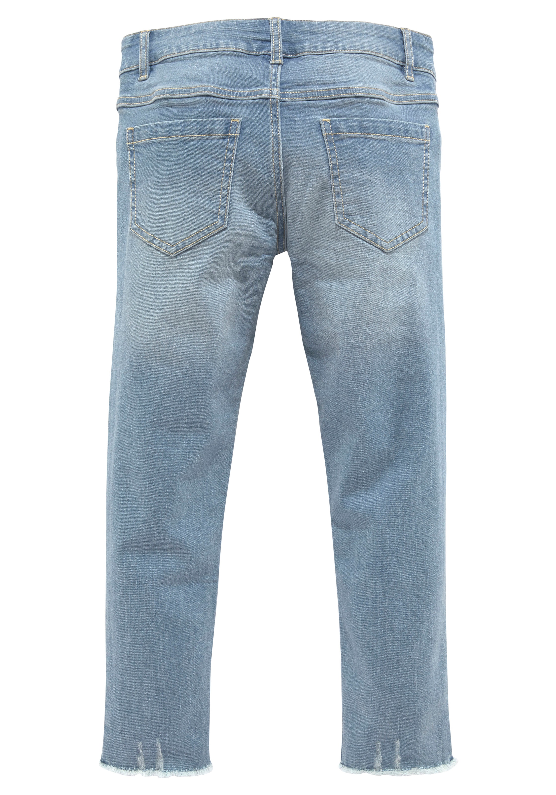 KangaROOS 7/8-Jeans », Stretch-Jeans mit Logo-Stickerei«, schmale Passform, geschnittene Kante, niedrige Leibhöhe