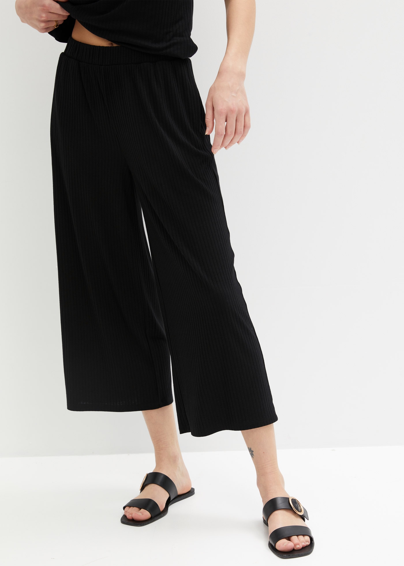 bonprix Jerseyhose »Jersey-Hose aus Rippe mit Bequembund«  aus Viskose, Polyester und Elasthan, lockere Passform, lässiger Stil