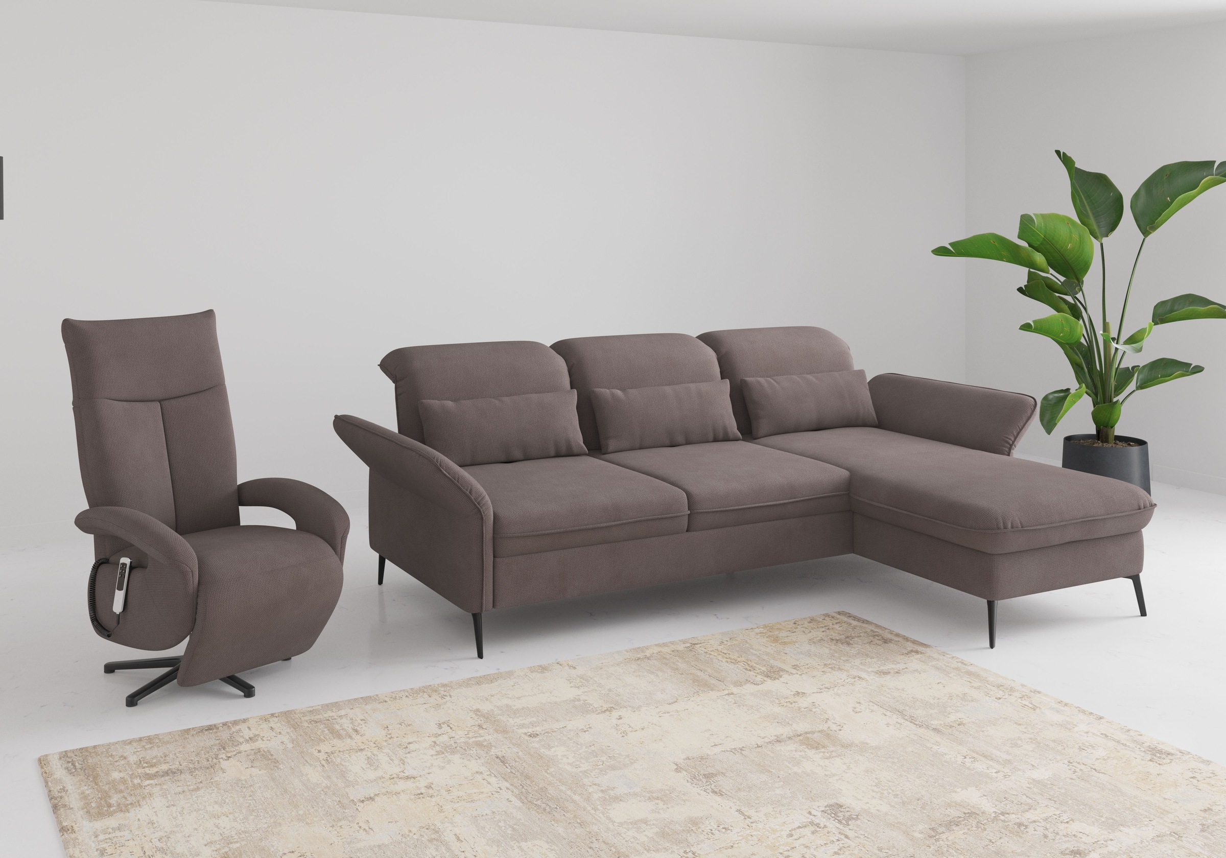 sit&more Ecksofa »Emely, inkl. Sitztiefenverstellung«, wahlweise mit Bettfunktion,Bettkasten,Kopf- & Armteilverstellung