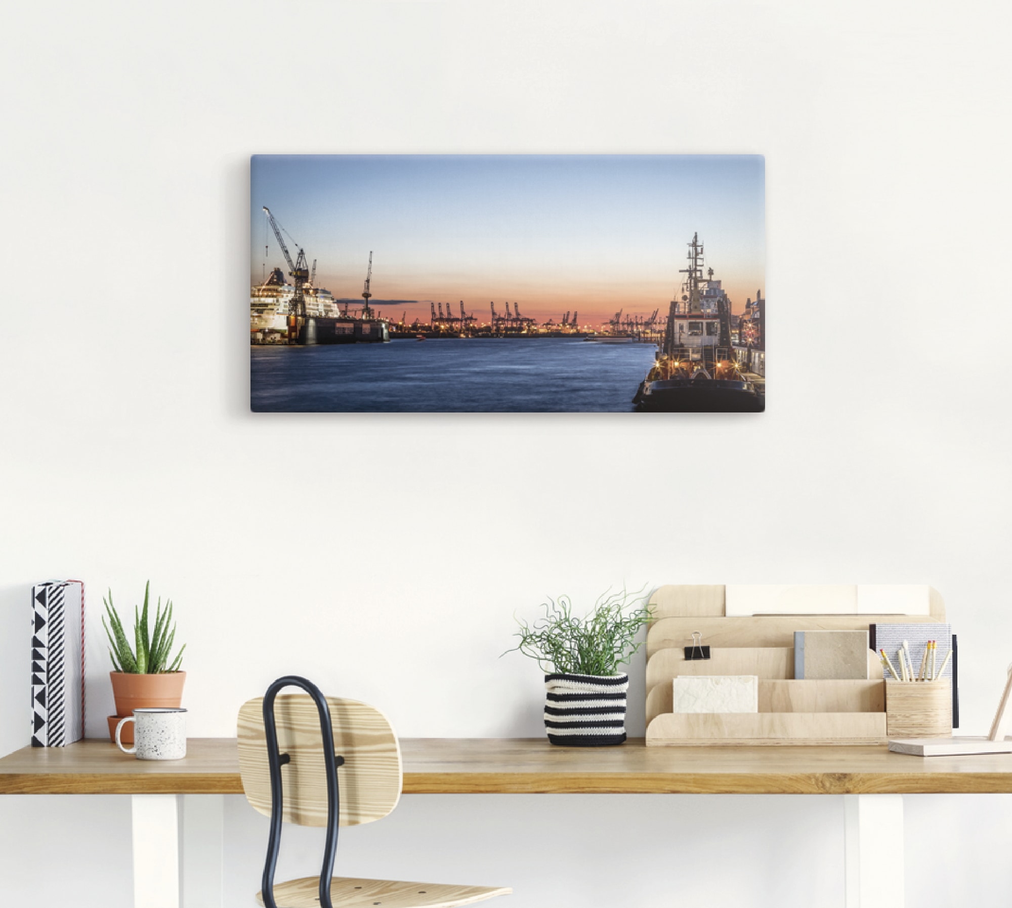 Artland Leinwandbild »Hamburger Hafen«, Deutschland, (1 St.), auf Keilrahme günstig online kaufen