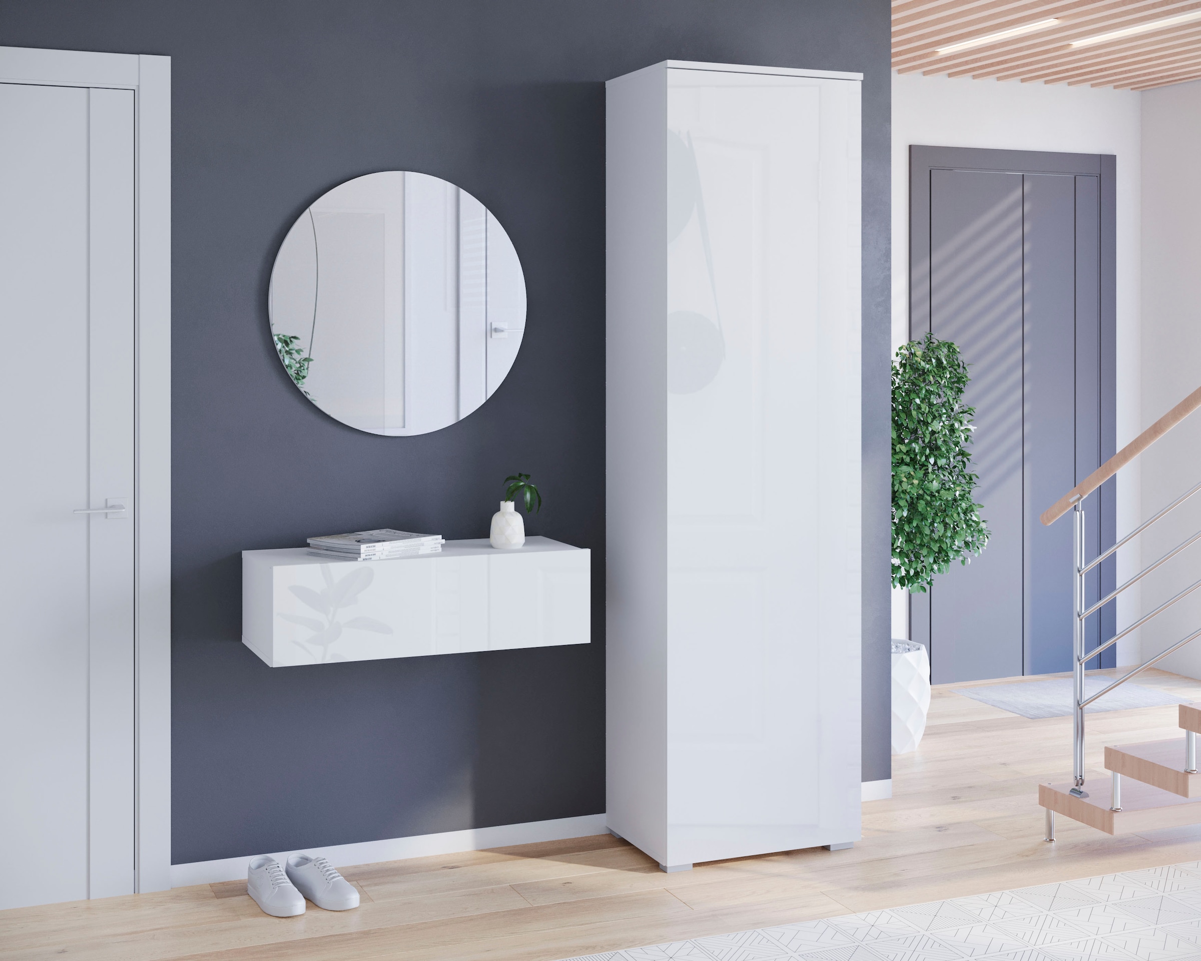 INOSIGN Schuhschrank »Paris, stehend oder hängend montierbar, Türanschlag wechselbar«, moderne Garderobenschrank Höhe 180cm, 6 geräumiger Fächer