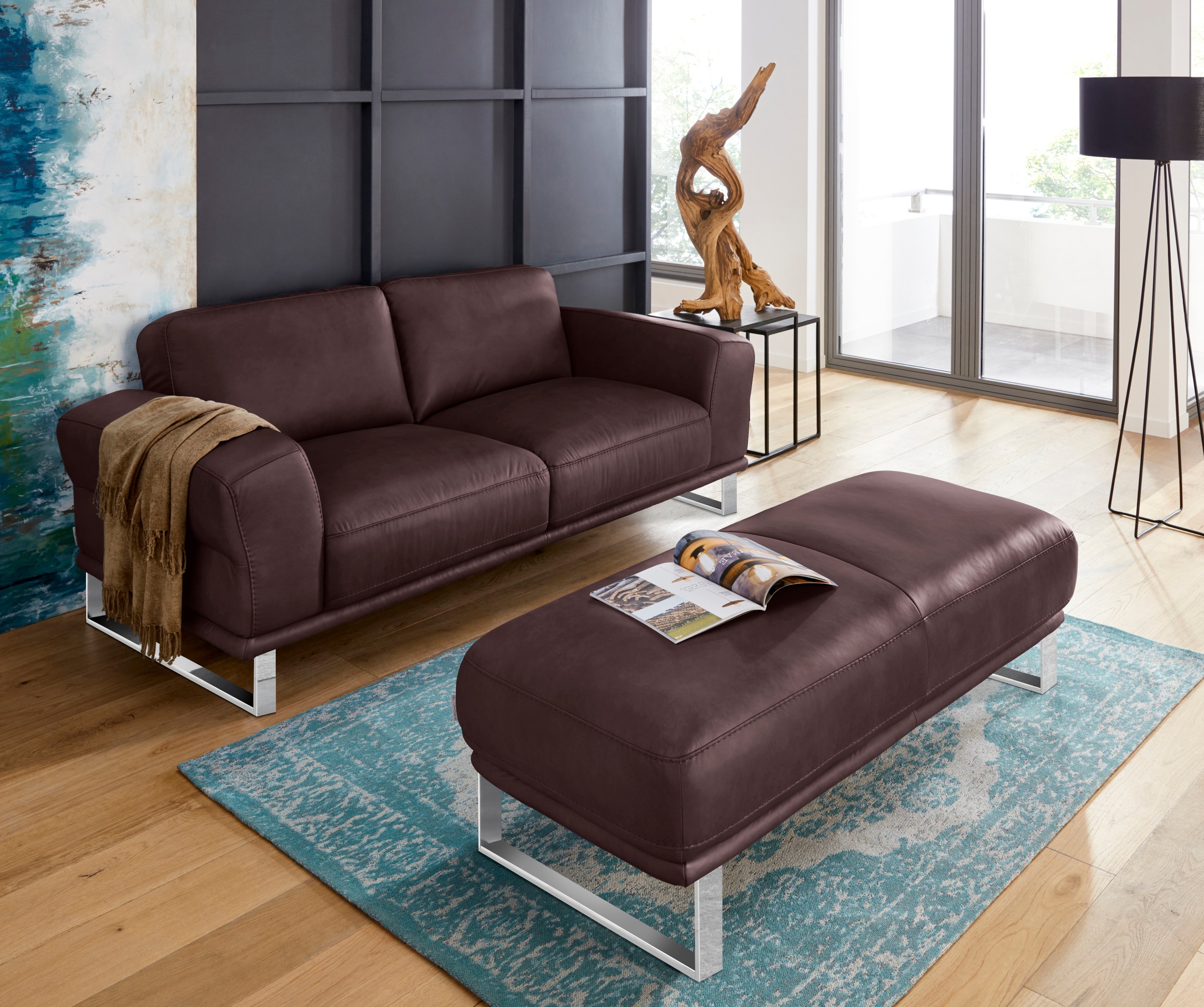 W.SCHILLIG Hocker »montanaa«, mit Metallkufen in Chrom glänzend, Breite 141 cm