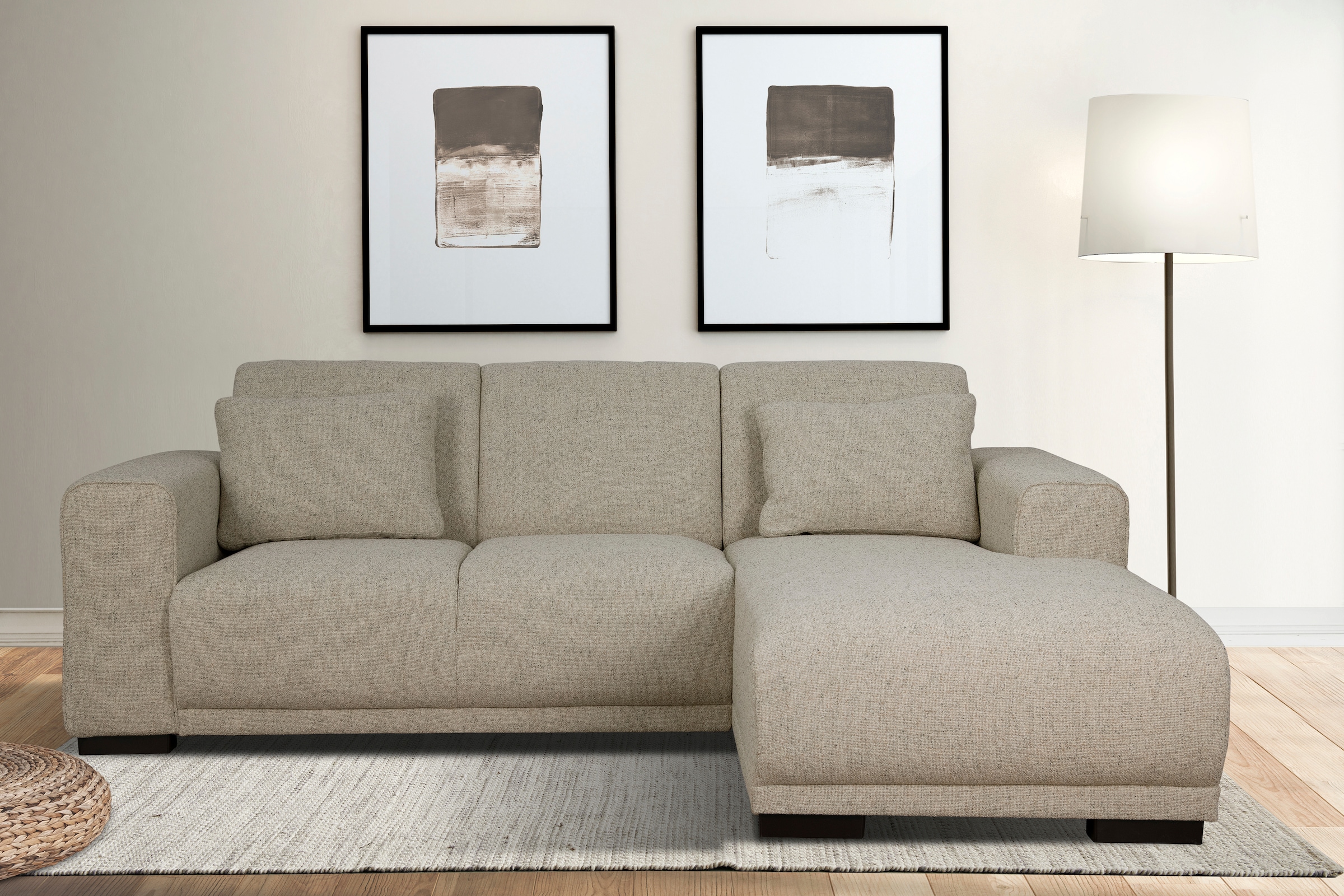 Home affaire Ecksofa »BORNHOLM L-Form mit Recamiere, Maße B/T/H: 234/162/85 cm«, Recamiere links oder rechts bestellbar, Wellenfederung, inkl. 2 Kissen