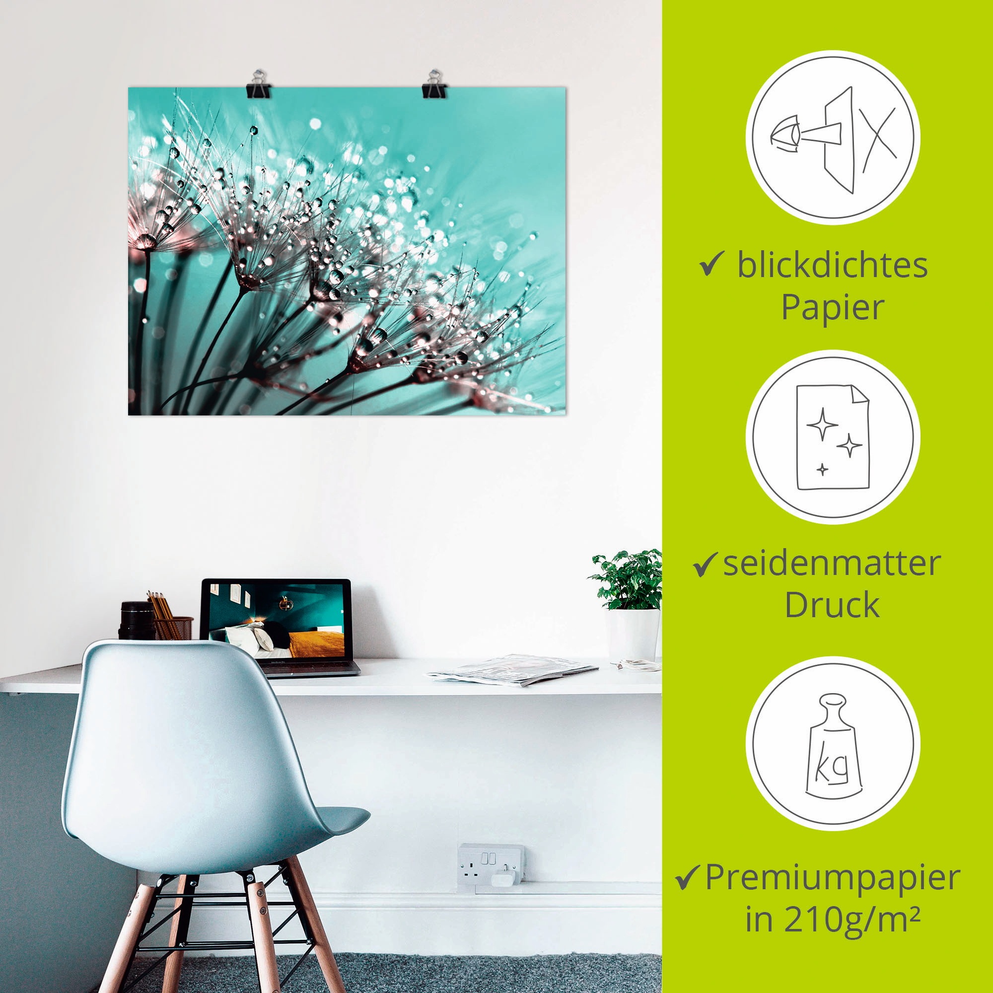 Artland Wandbild »Glitzernde Pusteblume I«, Blumen, (1 St.), als Leinwandbild, Poster in verschied. Größen