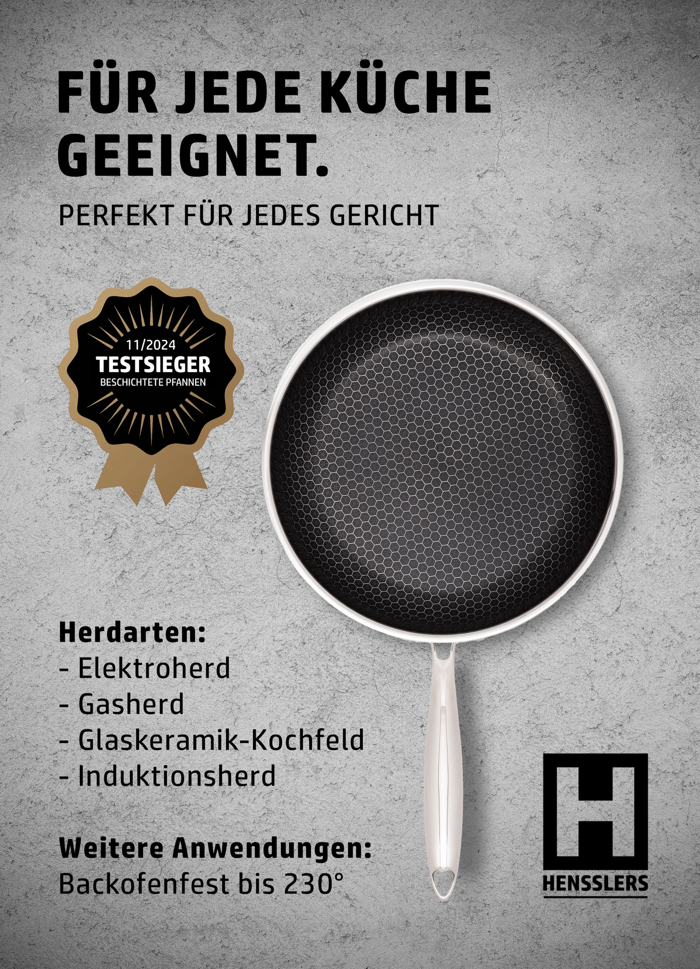 HENSSLERS Wok »HENSSLERS Edelstahl Wok inkl. Glasdeckel, Ø 28 cm«, Edelstahl, (2 tlg.), Wokpfanne für die asiatische Küche