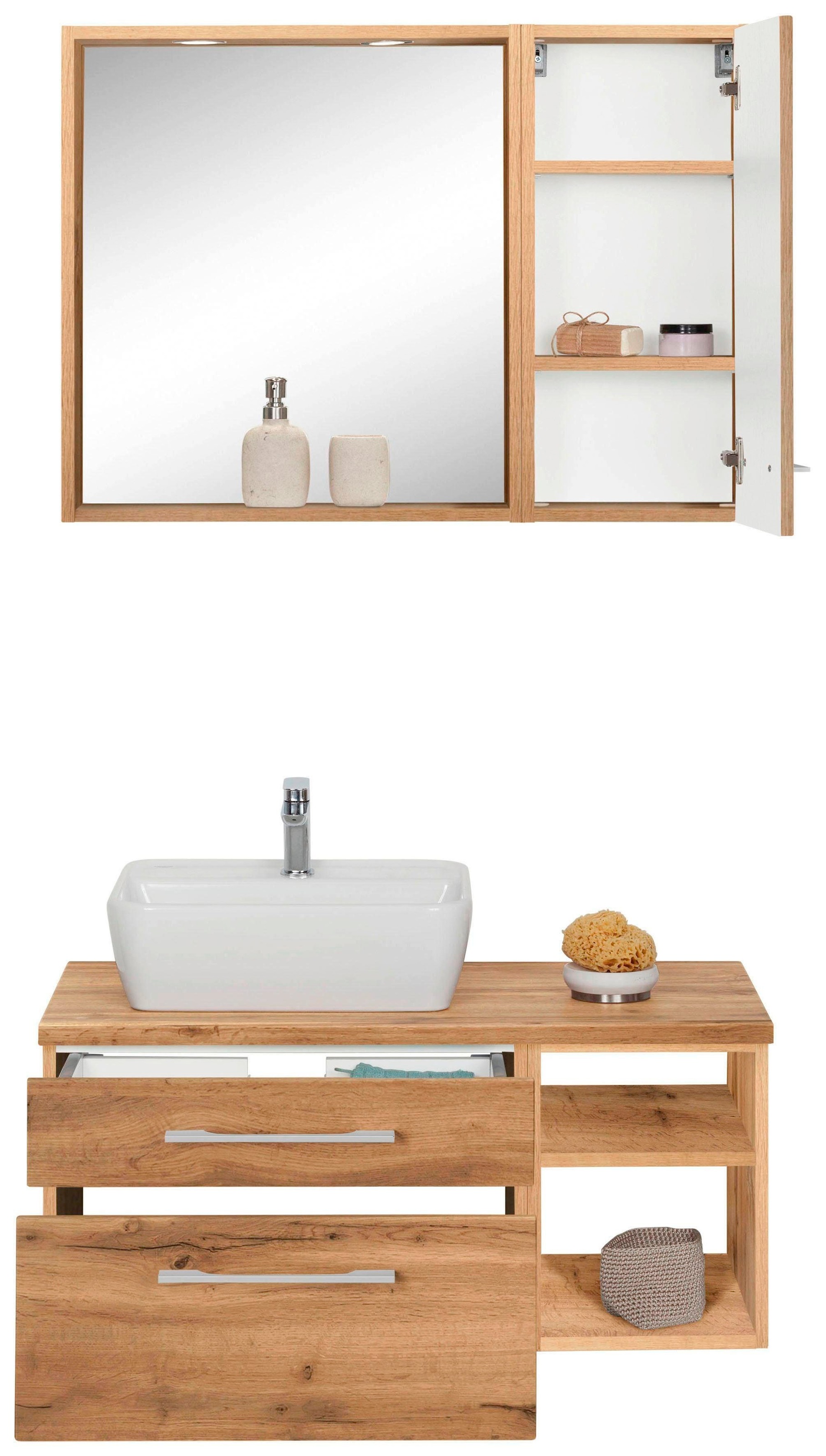 welltime Badmöbel-Set »Davos« 3 Stk. tlg. Waschplatz, Hängeschrank und Bad- günstig online kaufen