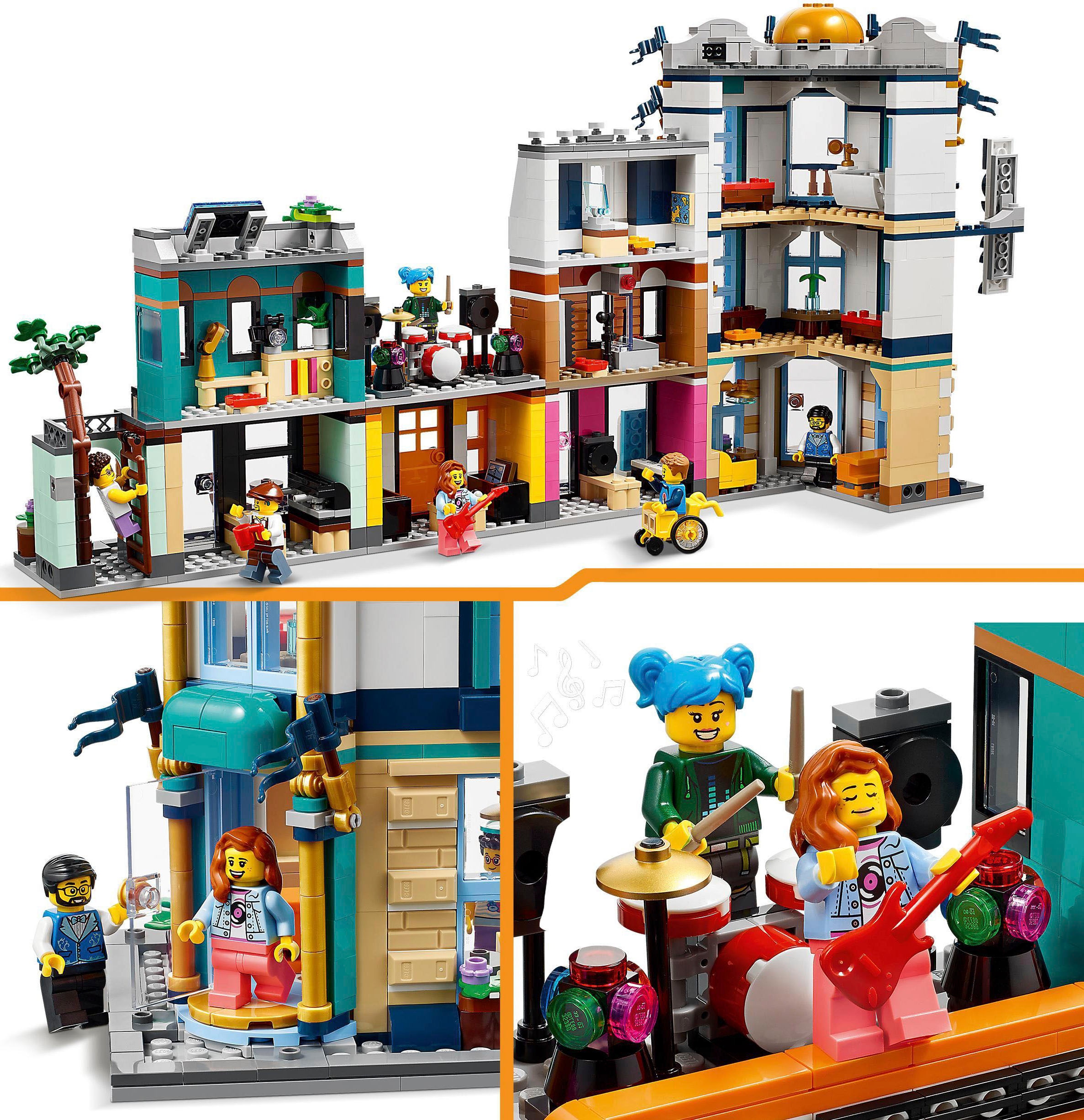 LEGO® Konstruktionsspielsteine »Hauptstraße (31141), LEGO® Creator 3in1«, (1459 St.), Made in Europe