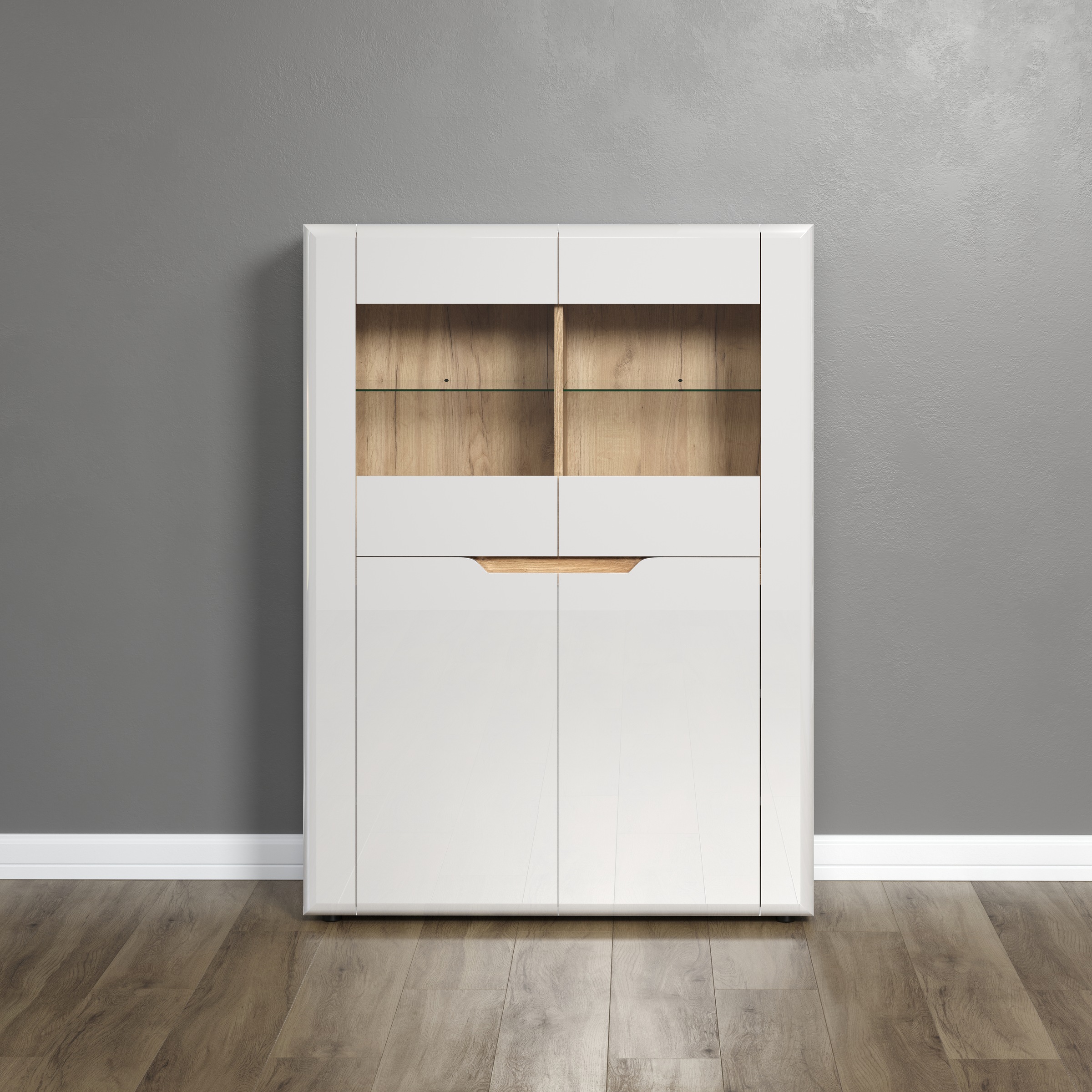INOSIGN Vitrine "Graz Highboard mit Glastüren", (Packung, 1 St.), Grifflos, günstig online kaufen