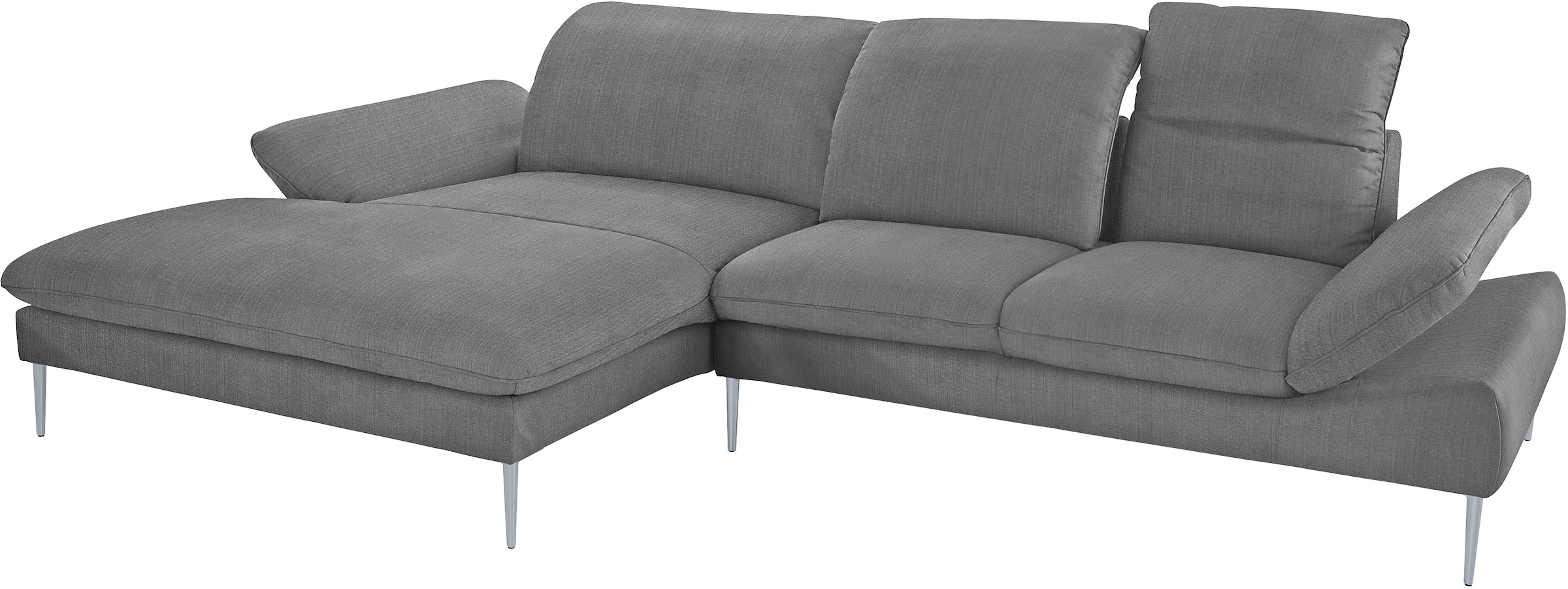 W.SCHILLIG Ecksofa »enjoy&MORE, Designsofa, bequem, zeitlos und elegant, L-Form«, mit Sitztiefenverstellung, Füße silber matt, Breite 340 cm
