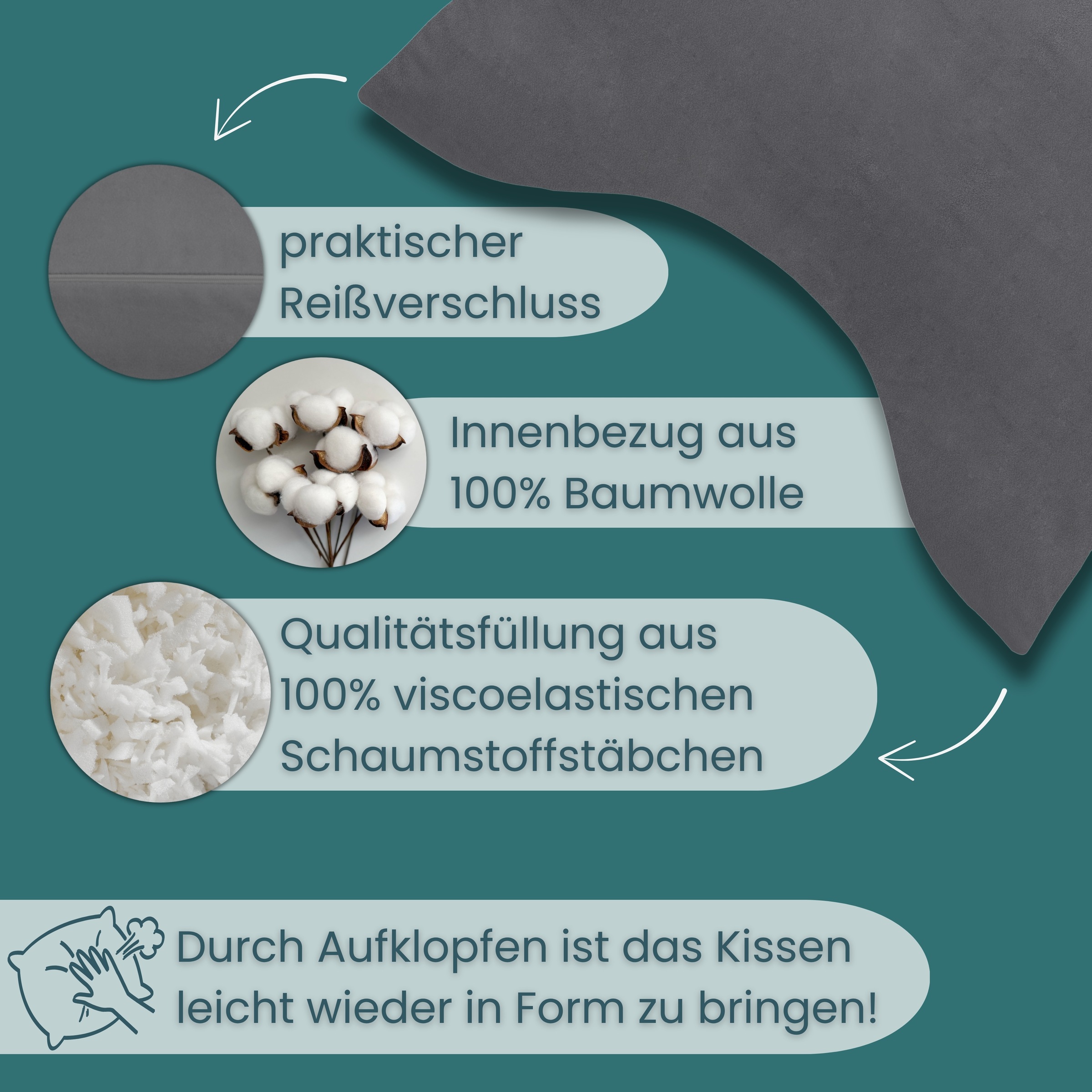 OTTO home Nackenstützkissen »Jenille, NEUHEIT! Nackenstützkissen 40x60 cm« Füllung: Viskoschaum-Stäbchen Bezug: Polyester 1 Stk. tlg. Hergestellt in der EU, mit Viscelastische Füllung Funktionskissen