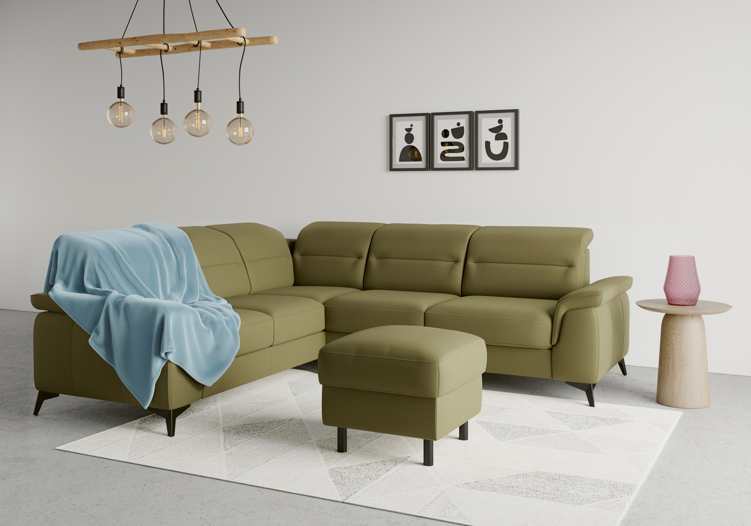 sit&more Ecksofa »Sinatra L-Form«, optinal mit Kopfteilverstellung und Armteilfunktion, Metallfüße