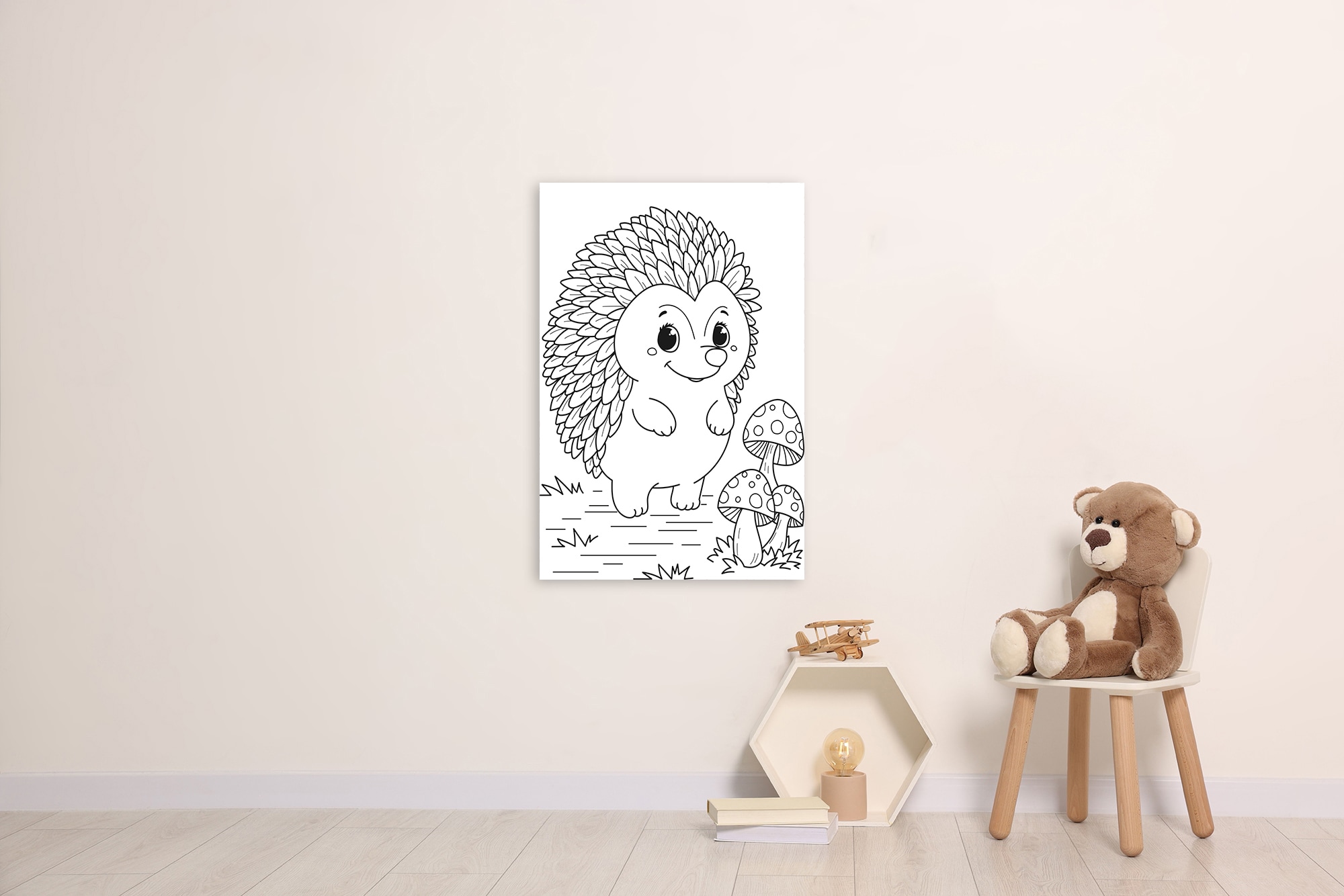queence Bild »Großer Igel«, Figuren-klassische Fantasie-Mädchen-Märchenbilder, (1 St.), DIY Wandbild aus Dibond