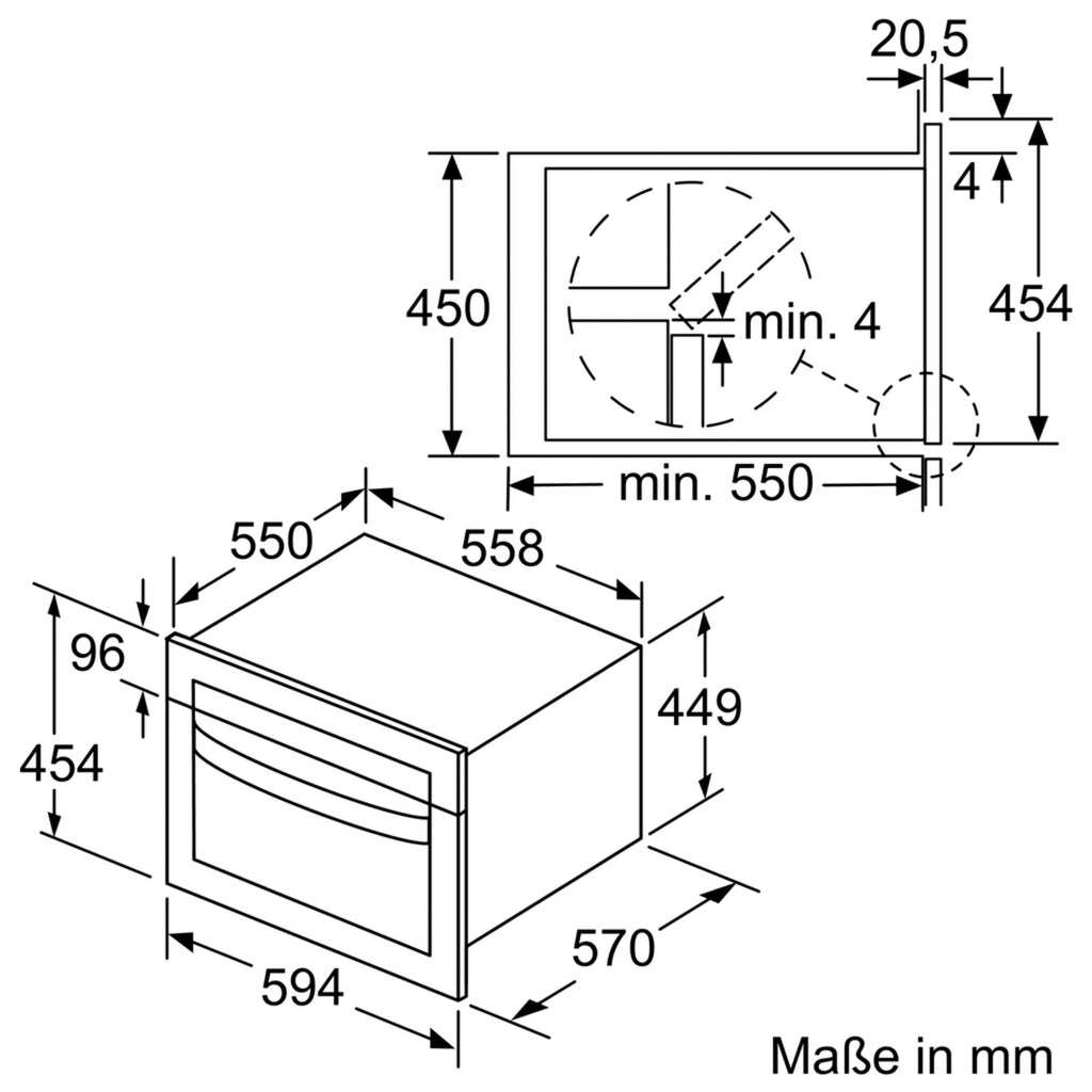 Constructa Einbau-Mikrowelle »CC4W91962«, Großflächengrill-Heißluft-Mikrowelle-Umluftgrillen, 900 W