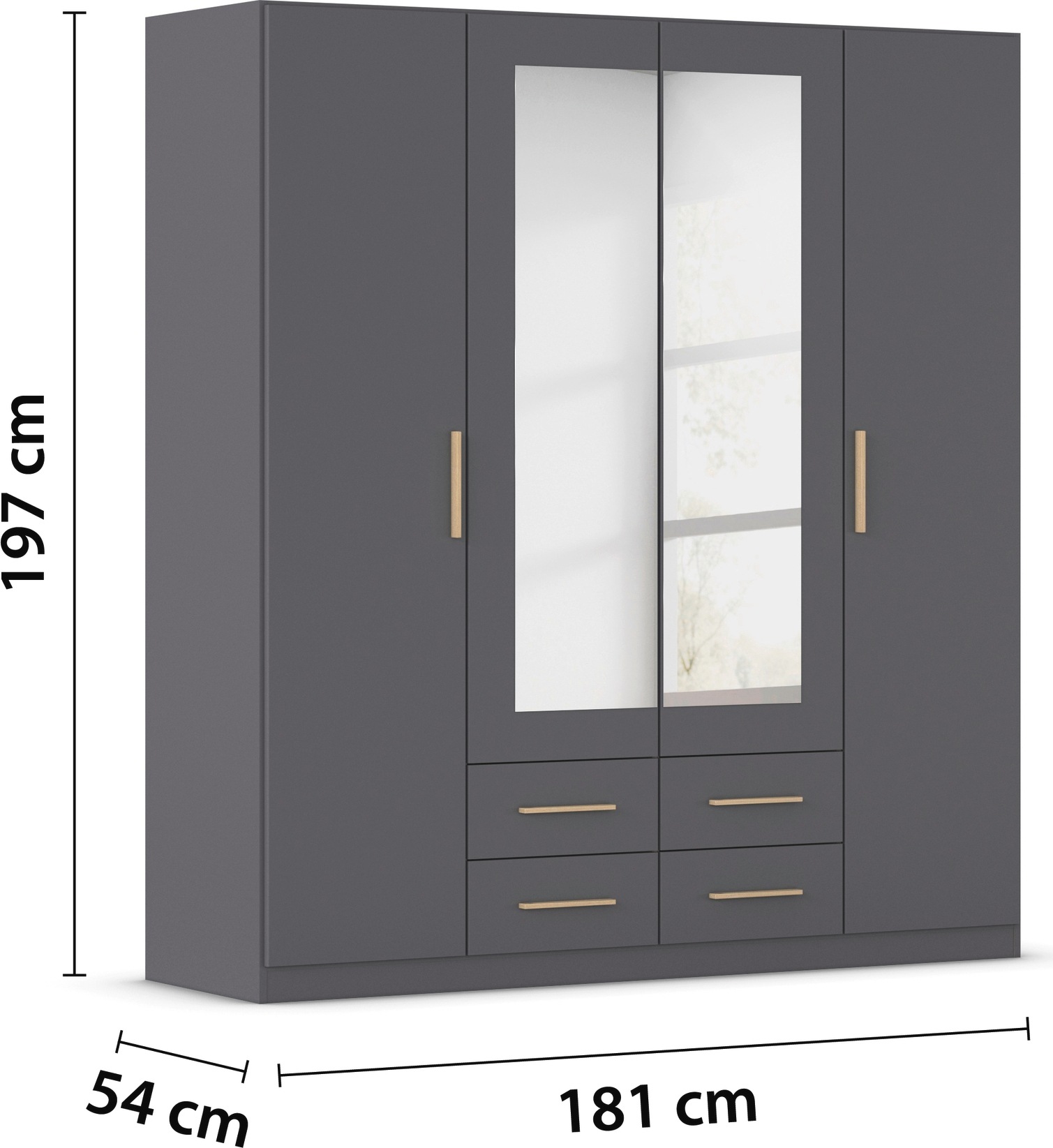 rauch Drehtürenschrank »Kleiderschrank Schrank Garderobe KREFELD optional mit Spiegel«, mit 3 Griff-Varianten, inkl. praktischen Schubladen MADE IN GERMANY