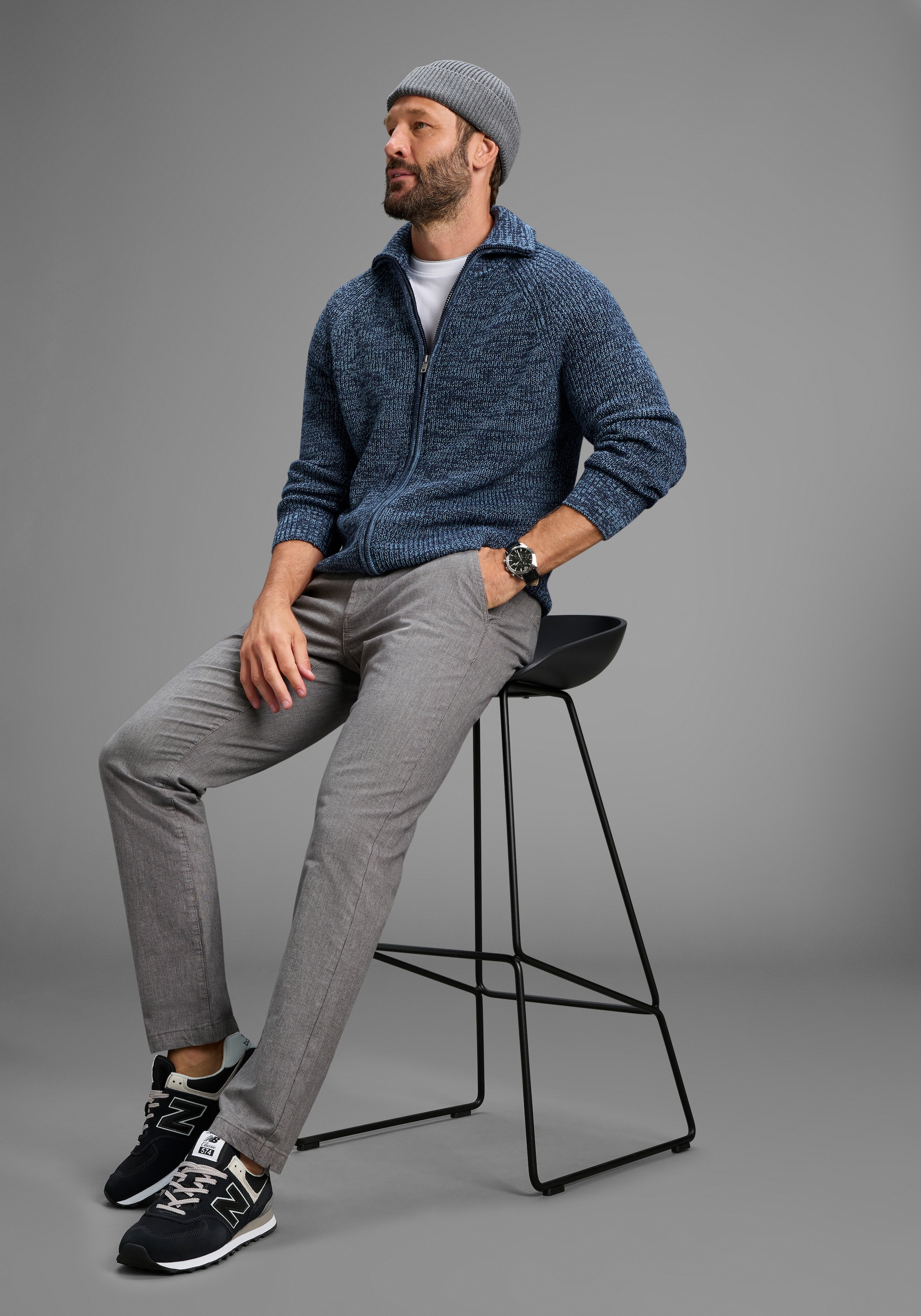 Man's World Strickjacke »Neue Kollektion!«, mit Stehkragen