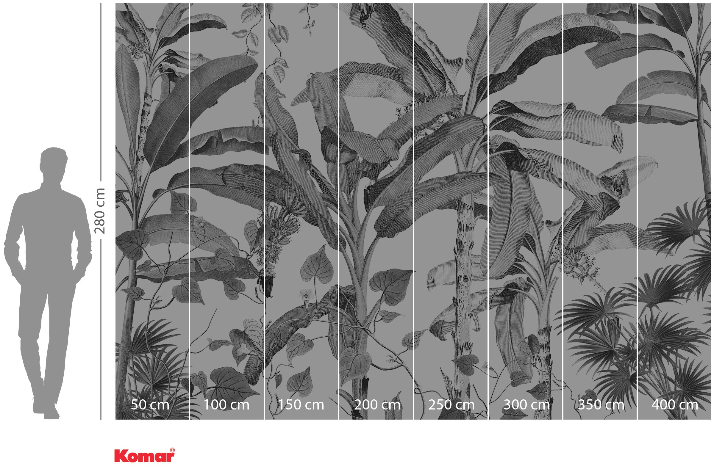 Komar Vliestapete »Digitaldruck Vlies - Croissances Monochrome - Größe 400 x 280 cm«, bedruckt, Wohnzimmer, Schlafzimmer