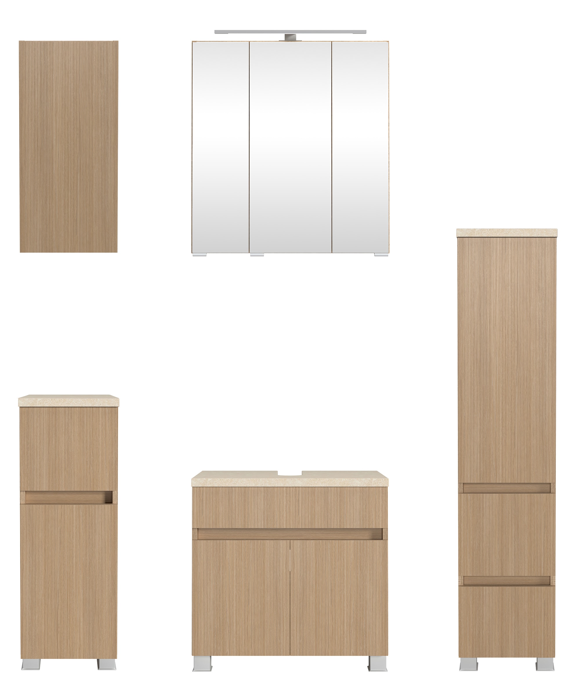 welltime Badmöbel-Set »EIXO, 5tlg.-Set: Spiegelschrank, Unterbeckenschrank günstig online kaufen