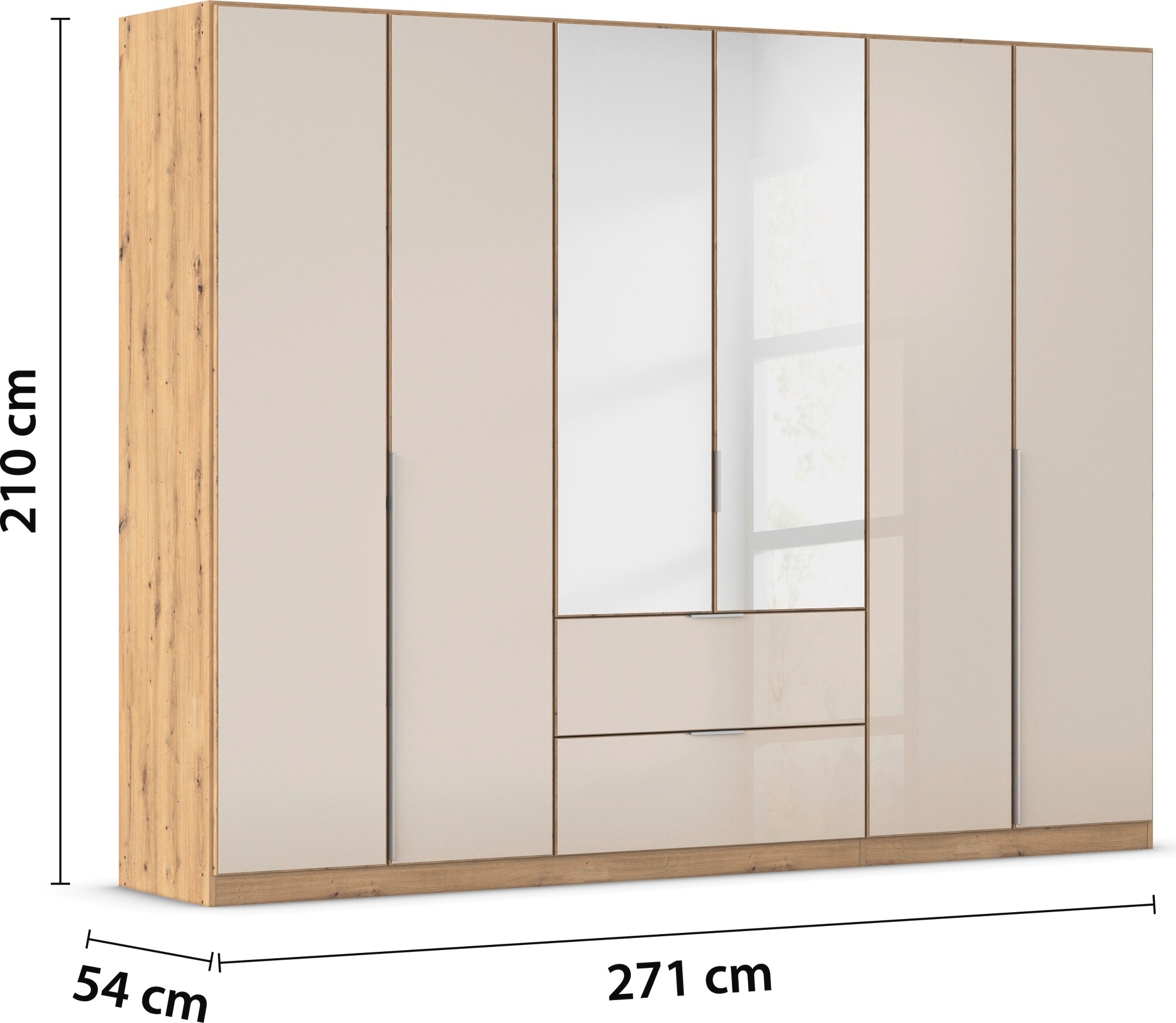 rauch Drehtürenschrank »Kleiderschrank Kleiderschränke Schrank Garderobe AGORDO mit Glasfront«, mit Außenschubkästen, in 6 Breiten und 2 Höhen MADE IN GERMANY