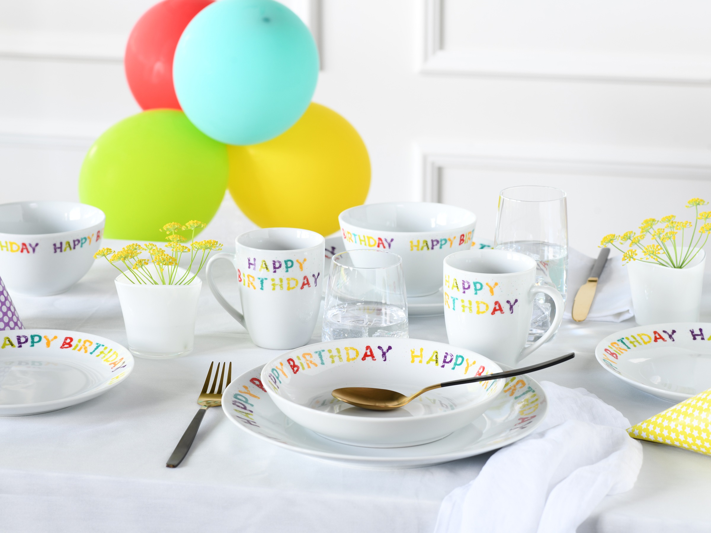 CreaTable Teller-Set »Happy Birthday, Tellerset 12-tlg.« Fröhliches buntes günstig online kaufen